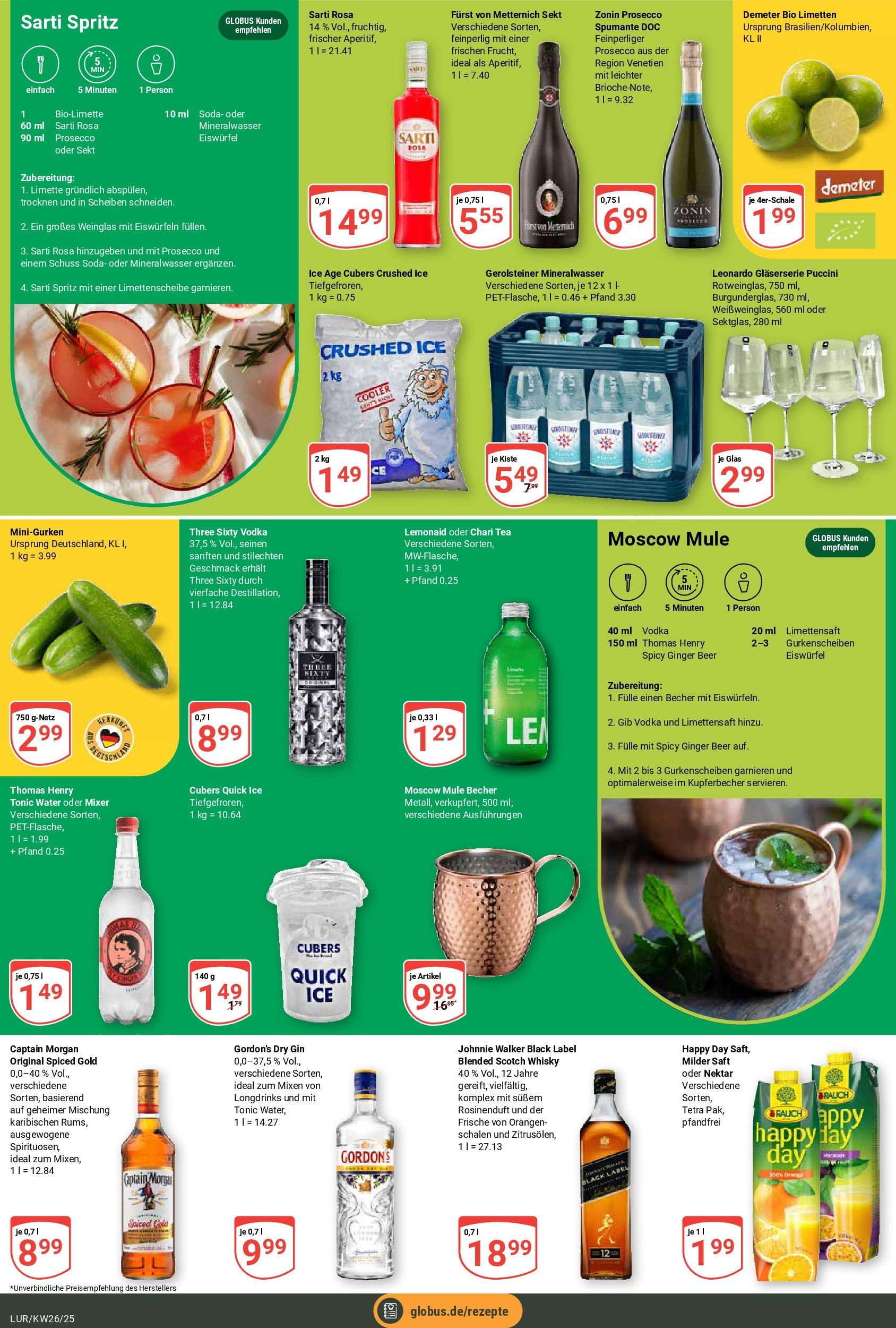 Globus prospekt Hamburg	 (ab 23.06.2025) » Angebote online | Seite: 16 | Produkte: Sekt, Mineralwasser, Limette, Gin
