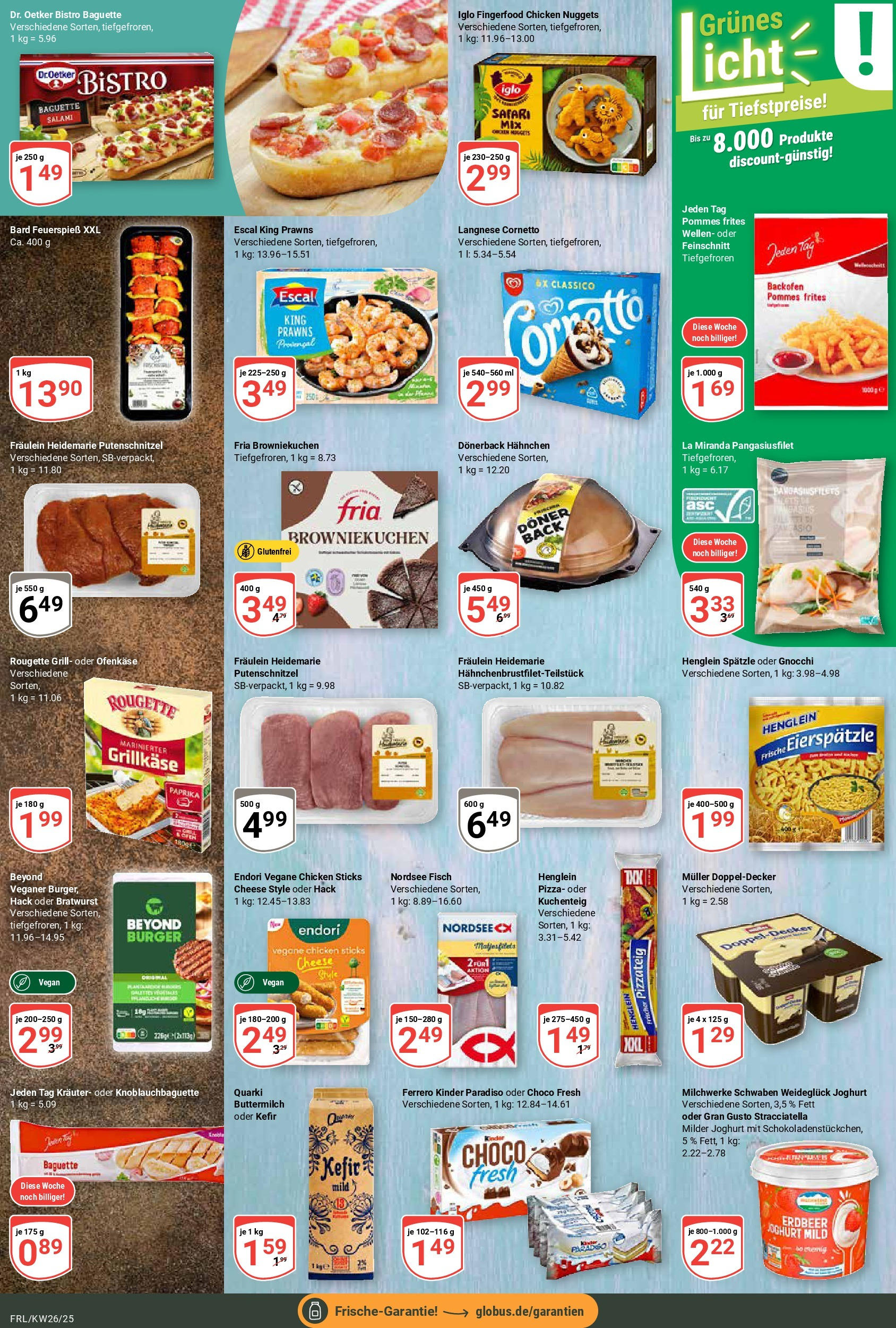 Globus prospekt Freilassing	 (ab 22.06.2025) » Angebote online | Seite: 8 | Produkte: Hahnchen, Iglo, Pommes frites, Salami