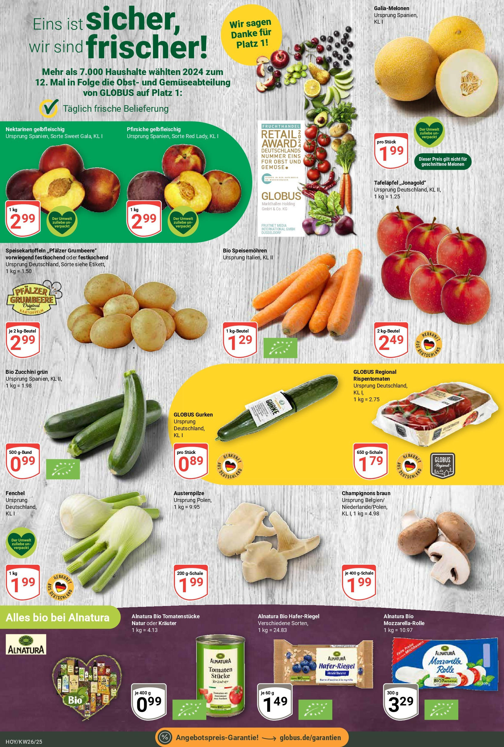 Globus prospekt Hoyerswerda	 (ab 22.06.2025) » Angebote online | Seite: 8 | Produkte: Nektarinen, Champignons, Obst, Zucchini