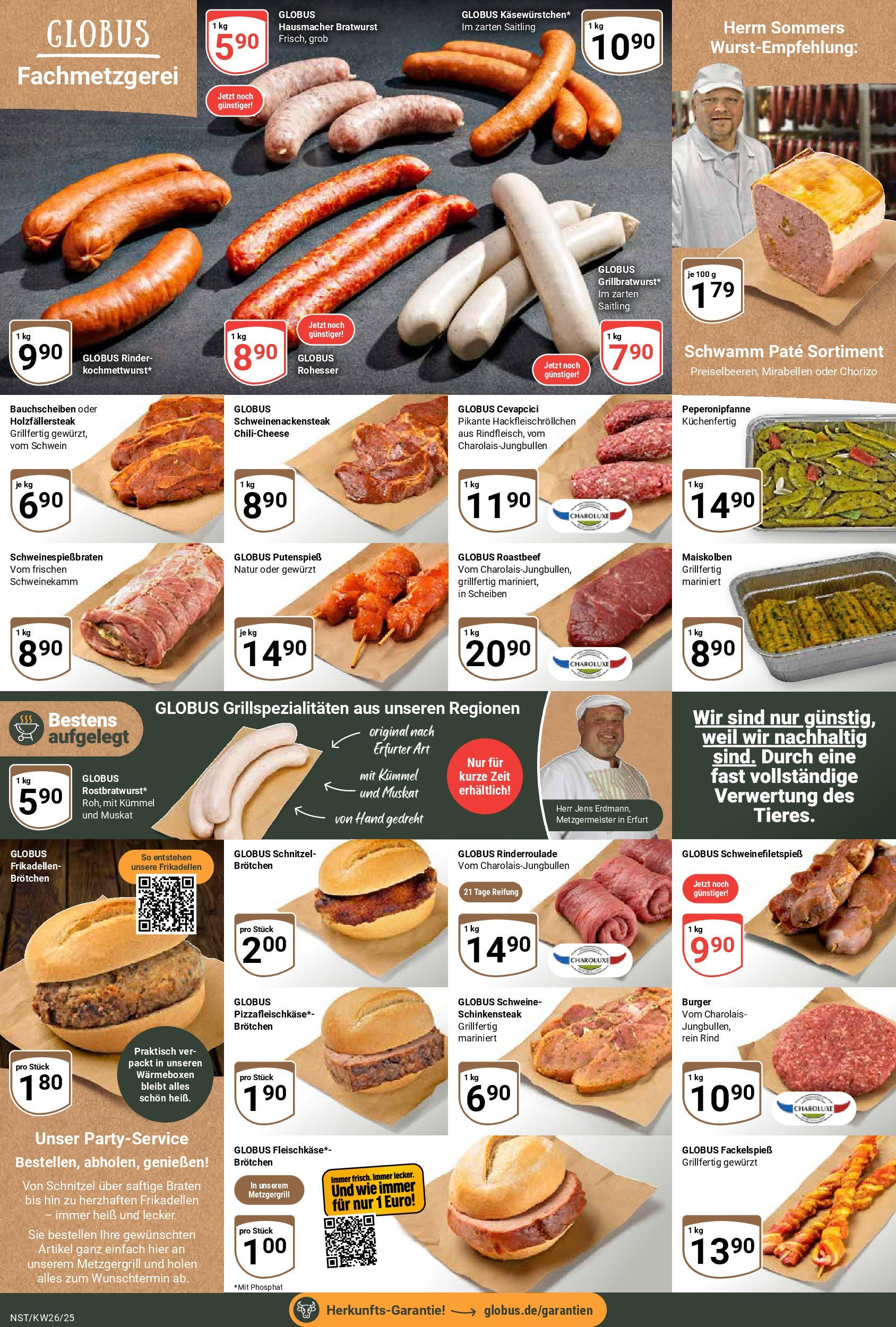 Globus prospekt Neustadt	 (ab 22.06.2025) » Angebote online | Seite: 12 | Produkte: Bratwurst, Schnitzel, Roastbeef, Pizza