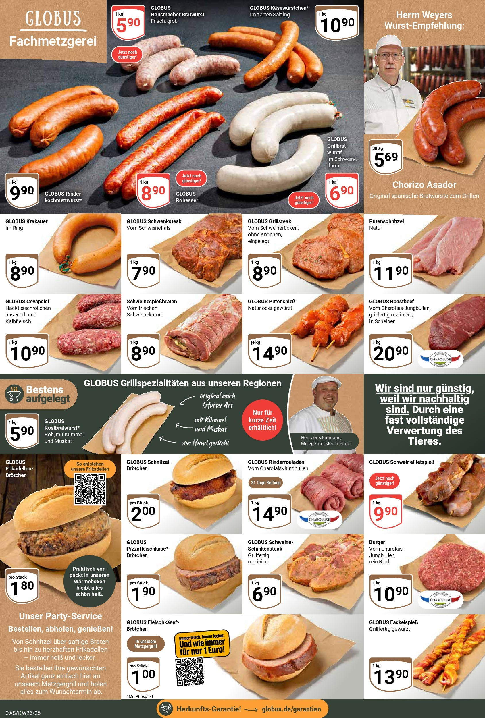 Globus prospekt Castrop-Rauxel	 (ab 22.06.2025) » Angebote online | Seite: 7 | Produkte: Rinderrouladen, Bratwurst, Burger, Pizza