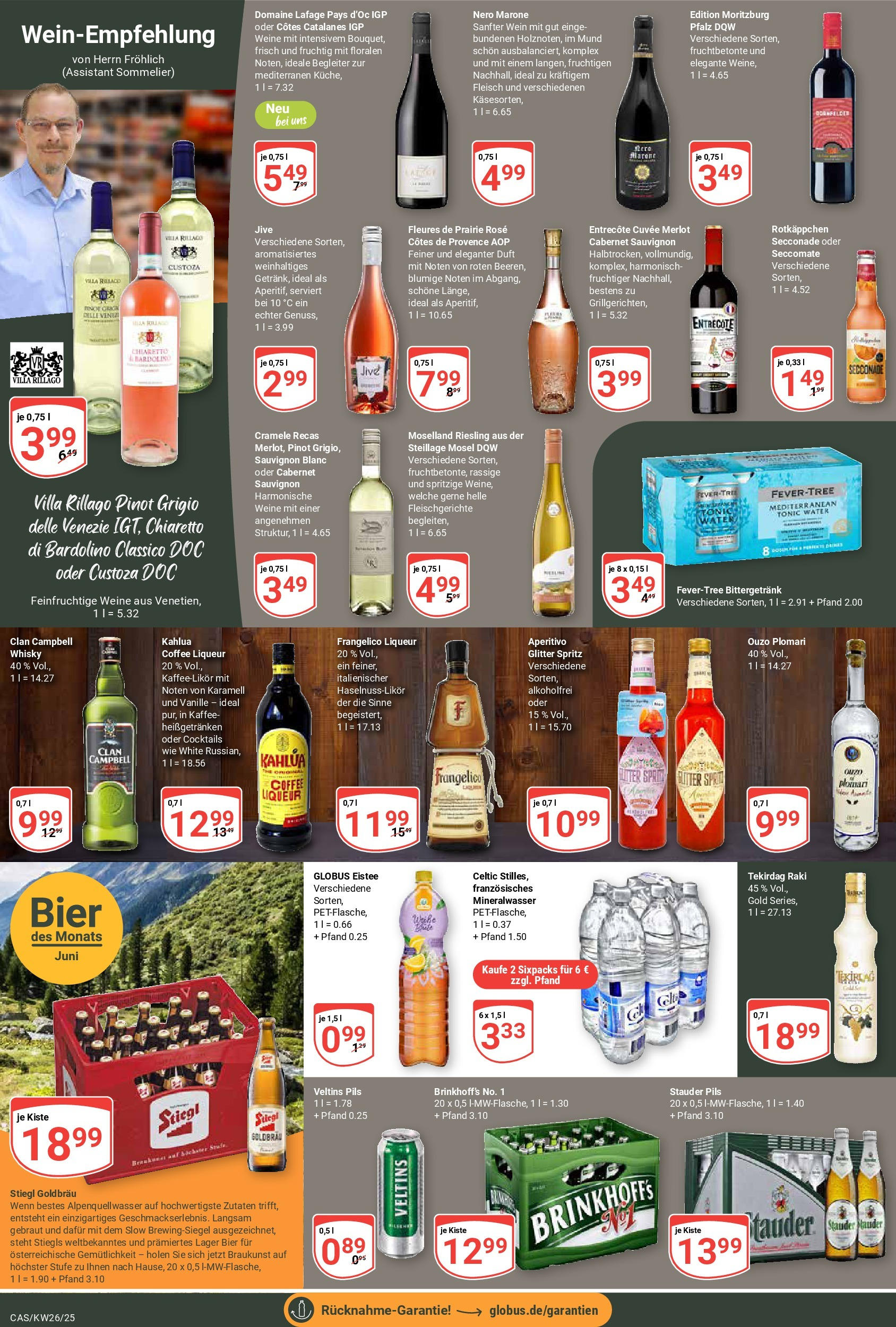Globus prospekt Castrop-Rauxel	 (ab 22.06.2025) » Angebote online | Seite: 15 | Produkte: Whisky, Küche, Entrecote, Mineralwasser