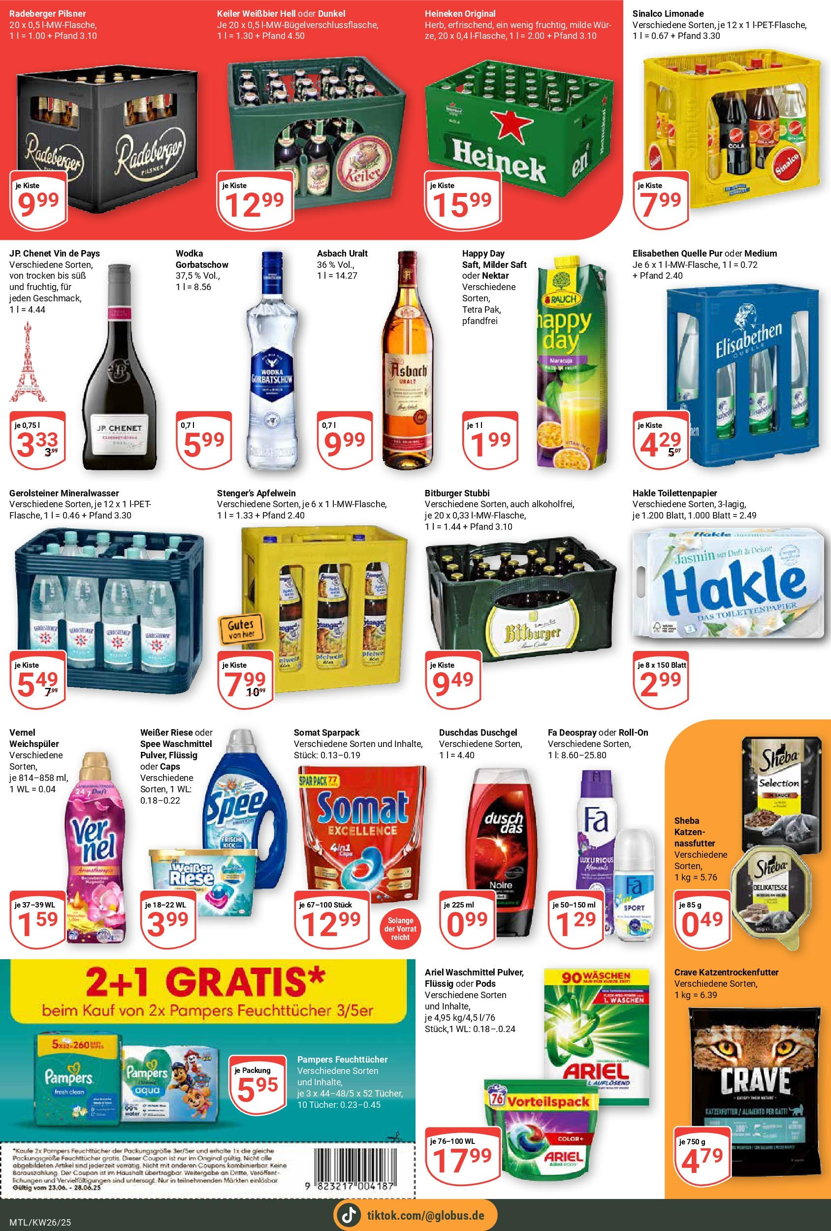 Globus prospekt Maintal-Dörnigheim	 (ab 22.06.2025) » Angebote online | Seite: 7 | Produkte: Sheba, Ariel, Saft, Toilettenpapier
