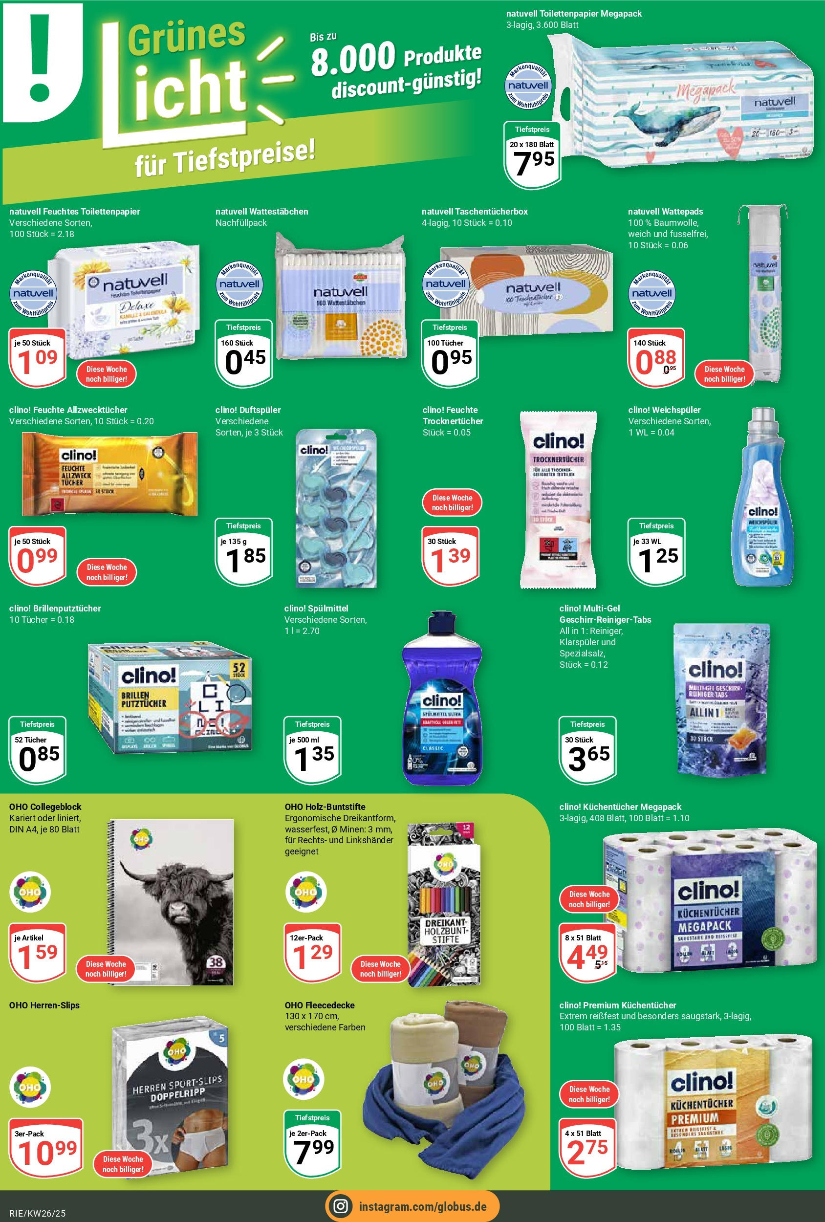 Globus prospekt Bochum-Riemke	 (ab 22.06.2025) » Angebote online | Seite: 15 | Produkte: Wattepads, Trockner, Toilettenpapier, Feuchtes Toilettenpapier