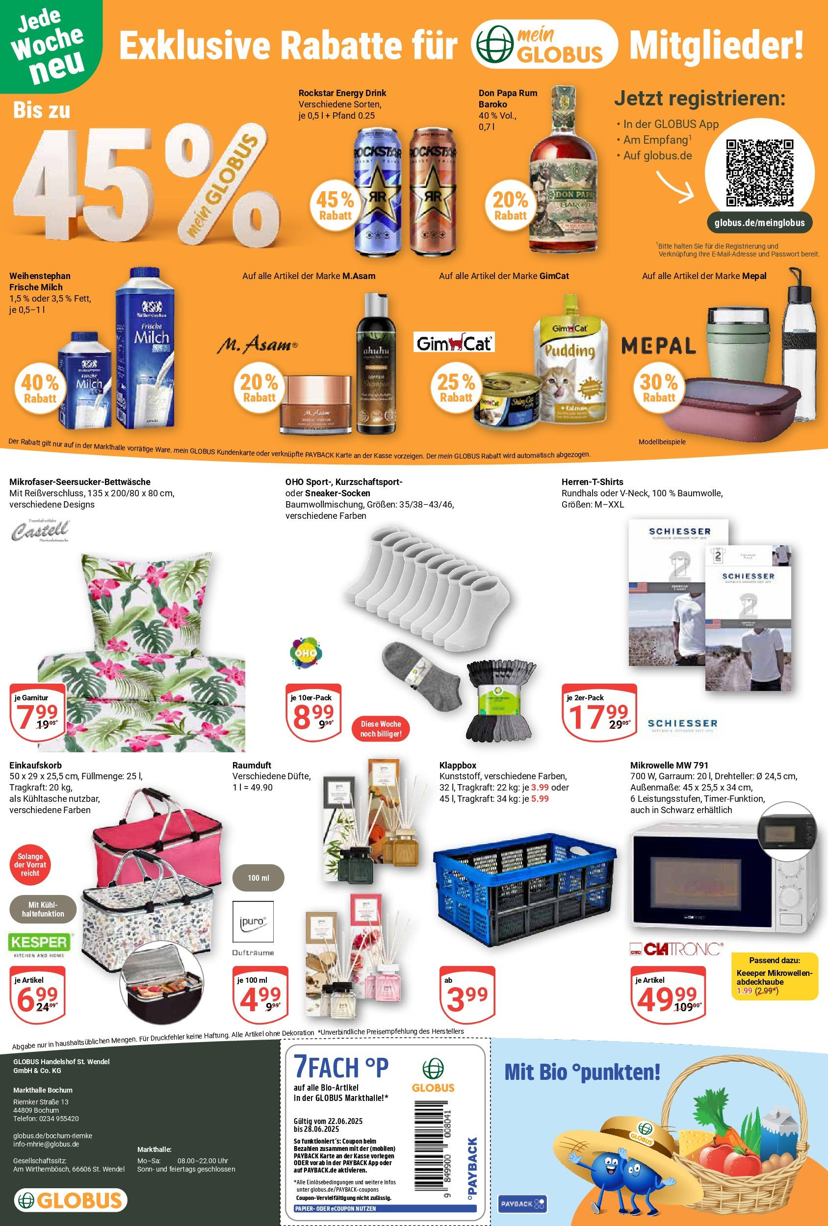 Globus prospekt Bochum-Riemke	 (ab 22.06.2025) » Angebote online | Seite: 17 | Produkte: T-Shirt, Milch, Energy, Box