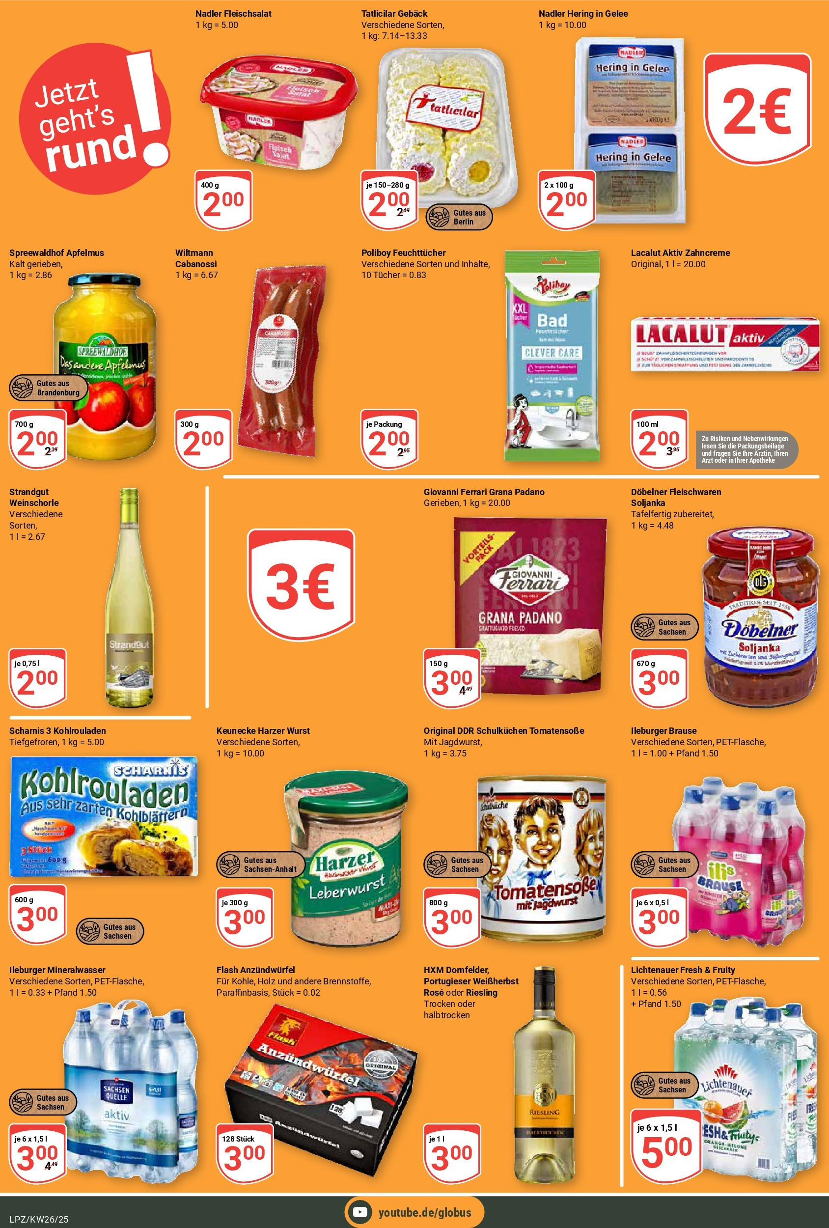 Globus prospekt Leipzig	 (ab 22.06.2025) » Angebote online | Seite: 18 | Produkte: Mineralwasser, Weinschorle, Wurst, Fleisch