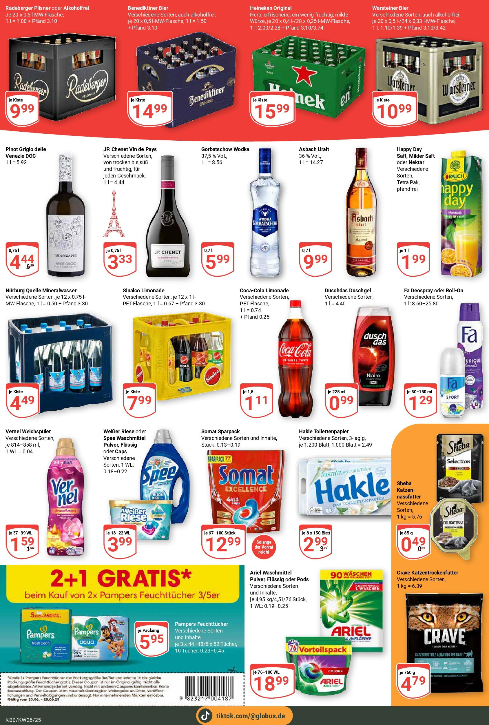 Globus prospekt Koblenz-Bubenheim	 (ab 22.06.2025) » Angebote online | Seite: 9 | Produkte: Sinalco, Weichspüler, Saft, Radeberger pilsner