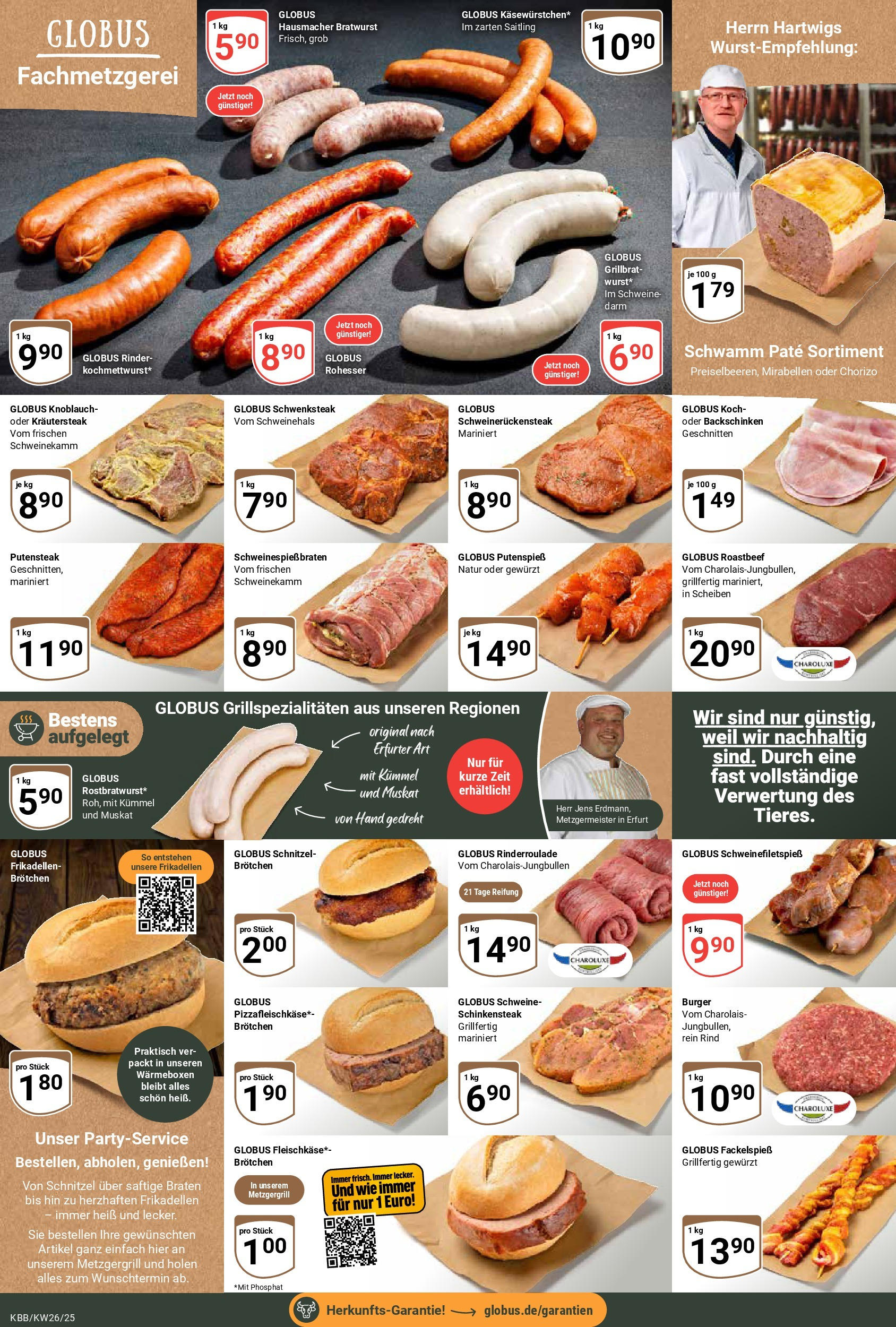 Globus prospekt Koblenz-Bubenheim	 (ab 22.06.2025) » Angebote online | Seite: 12 | Produkte: Bratwurst, Burger, Schnitzel, Steak