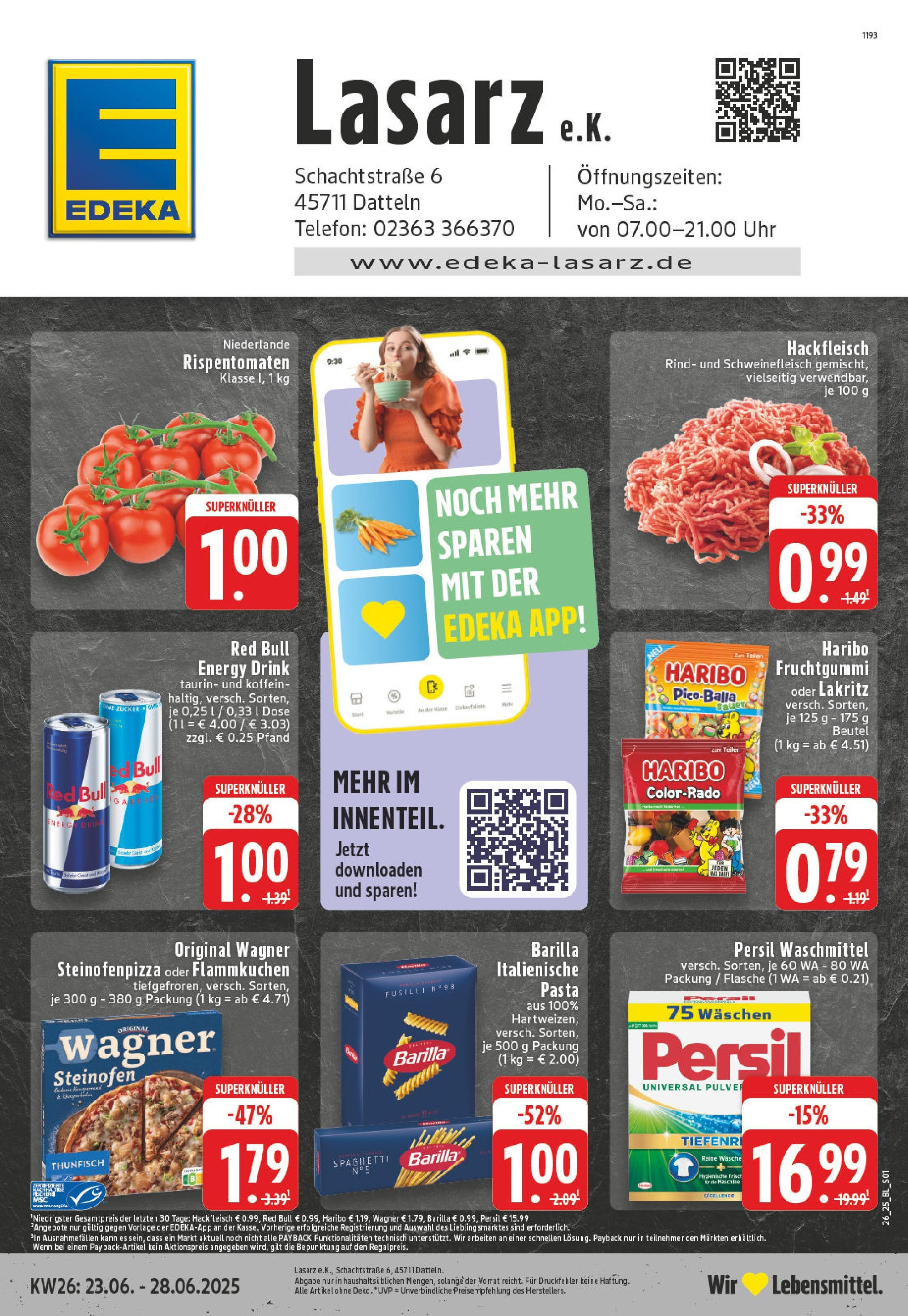Edeka prospekt Datteln	 (ab 22.06.2025) » Angebote Online | Seite: 1 | Produkte: Energy, Zucker, Pizza, Persil