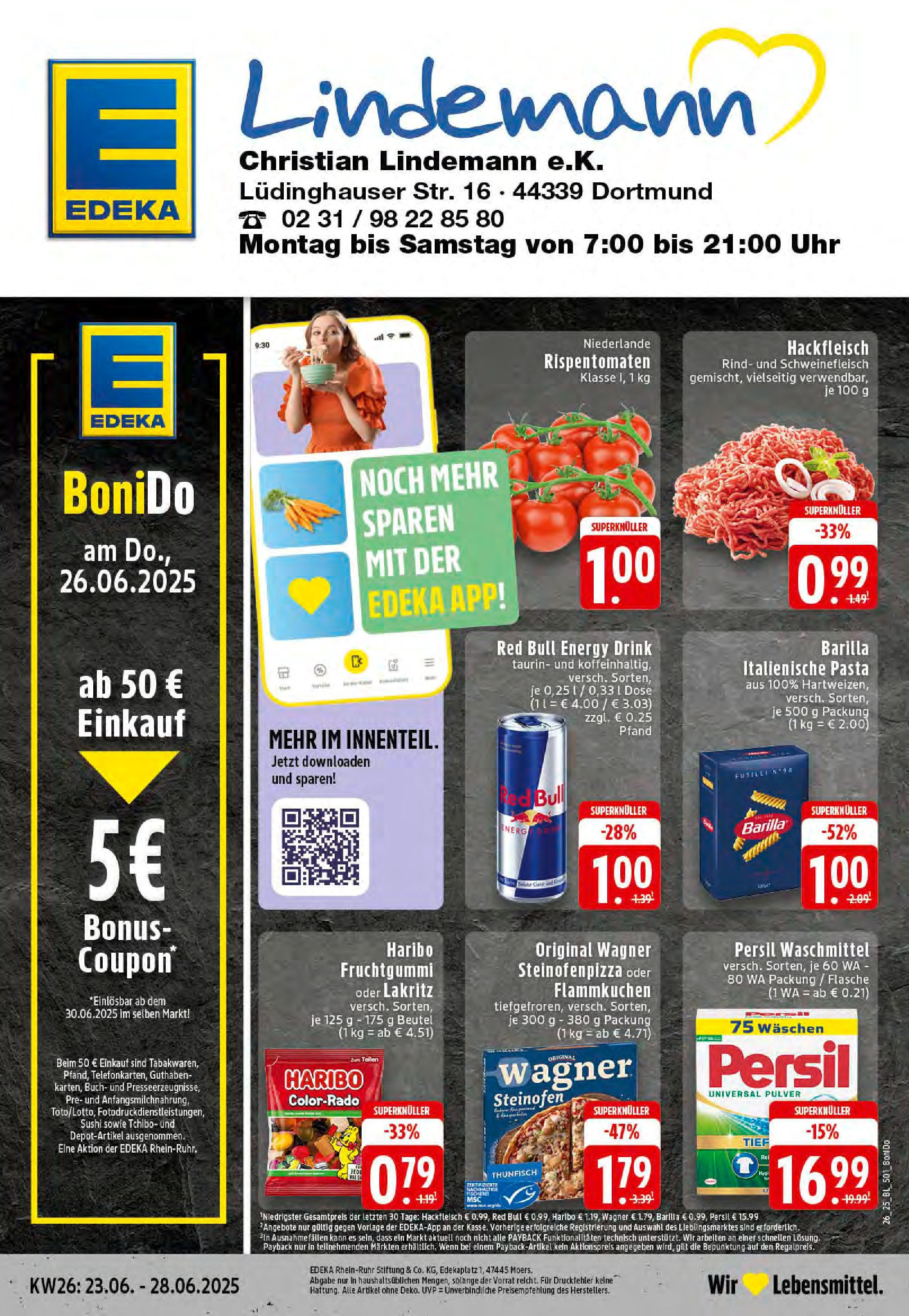Edeka prospekt Dortmund-Eving	 (ab 22.06.2025) » Angebote Online | Seite: 1 | Produkte: Red bull, Pasta, Pizza, Persil
