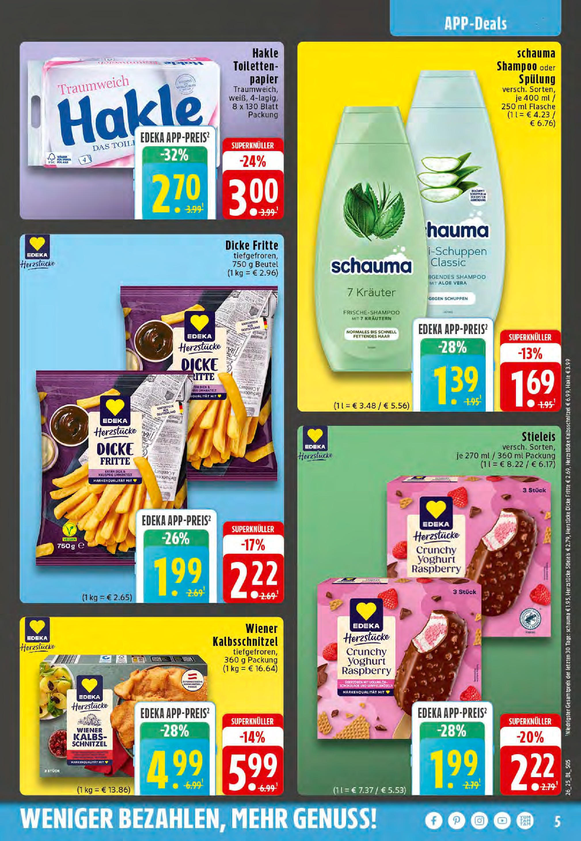 Edeka prospekt Essen	 (ab 23.06.2025) » Angebote Online | Seite: 5 | Produkte: Schauma shampoo, Shampoo, Schnitzel, Spülung