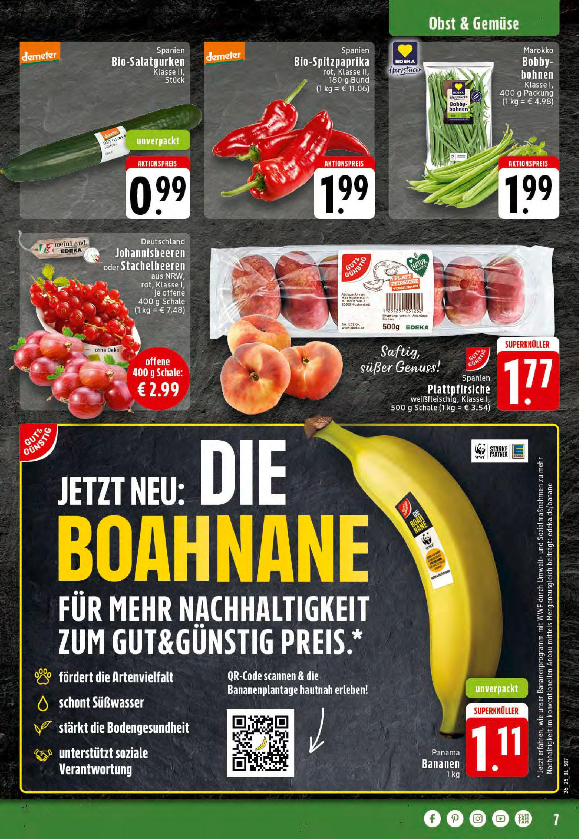 Edeka prospekt Essen	 (ab 23.06.2025) » Angebote Online | Seite: 7 | Produkte: Bananen, Gemüse, Obst