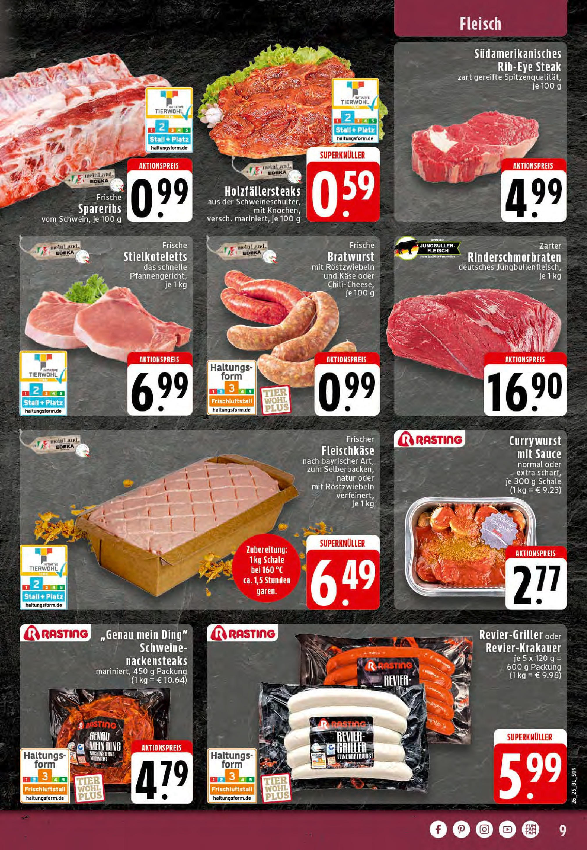 Edeka prospekt Essen	 (ab 23.06.2025) » Angebote Online | Seite: 9 | Produkte: Nackensteaks, Käse, Steak, Griller