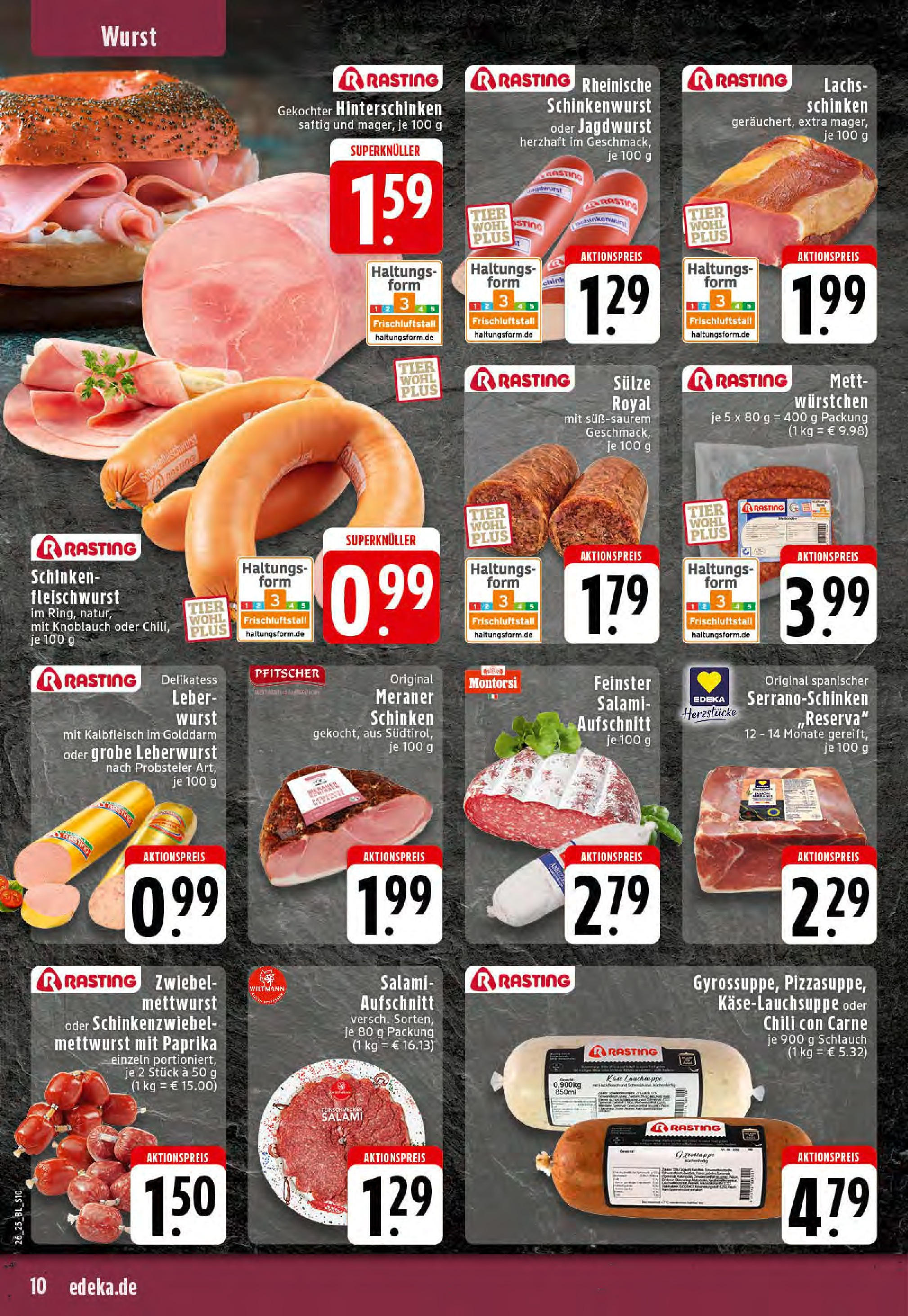 Edeka prospekt Essen	 (ab 23.06.2025) » Angebote Online | Seite: 10 | Produkte: Lachs, Wurst, Chili, Schinken