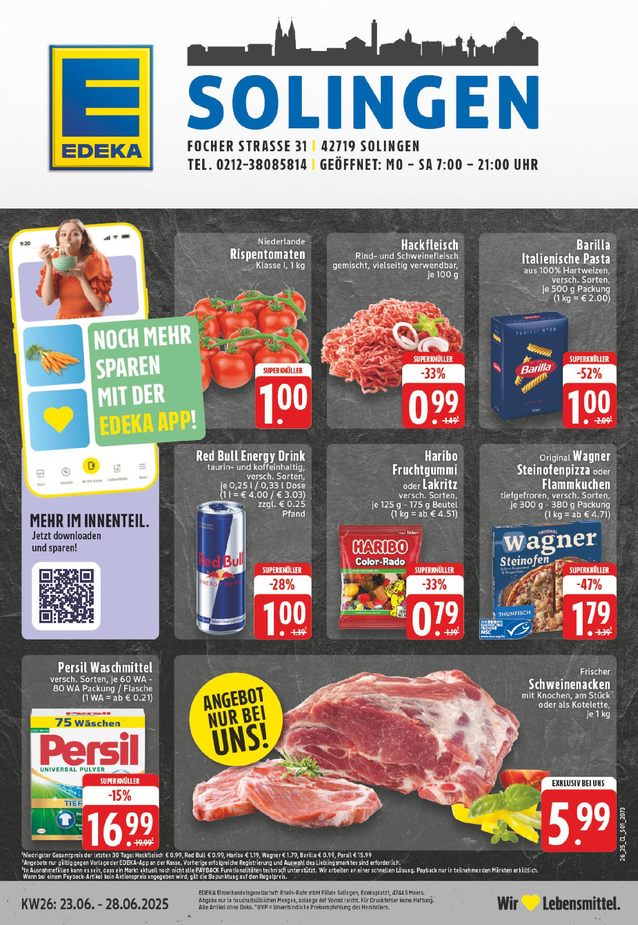 EDEKA Prospekt ab 22.06.2025 - Prospekt Solingen Online Vorschau von dem Prospekt des Geschäftes Edeka, gültig ab dem 22.06.2025