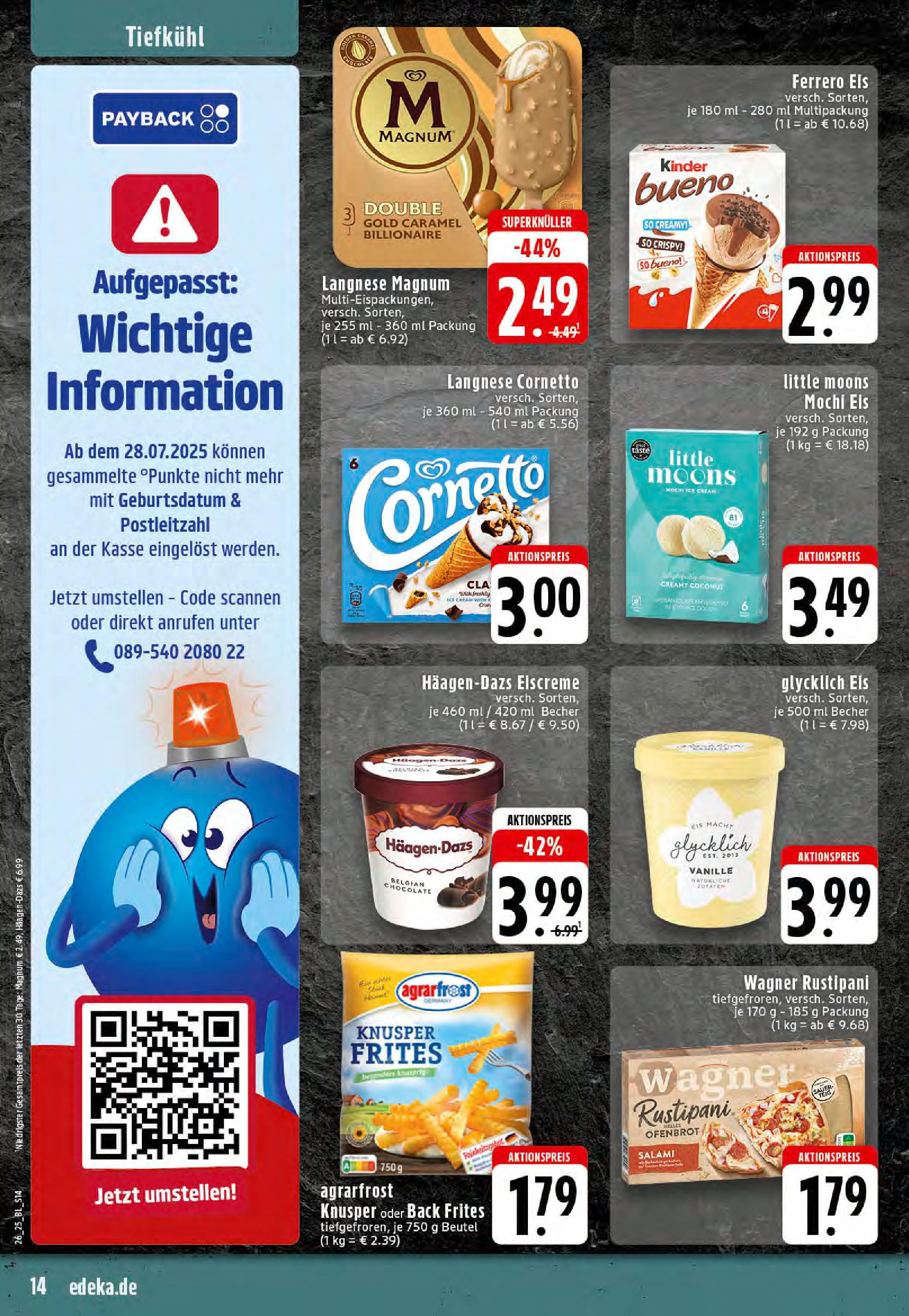 Edeka prospekt Essen	 (ab 23.06.2025) » Angebote Online | Seite: 14 | Produkte: Kinder bueno, Pizza, Eis, Mochi