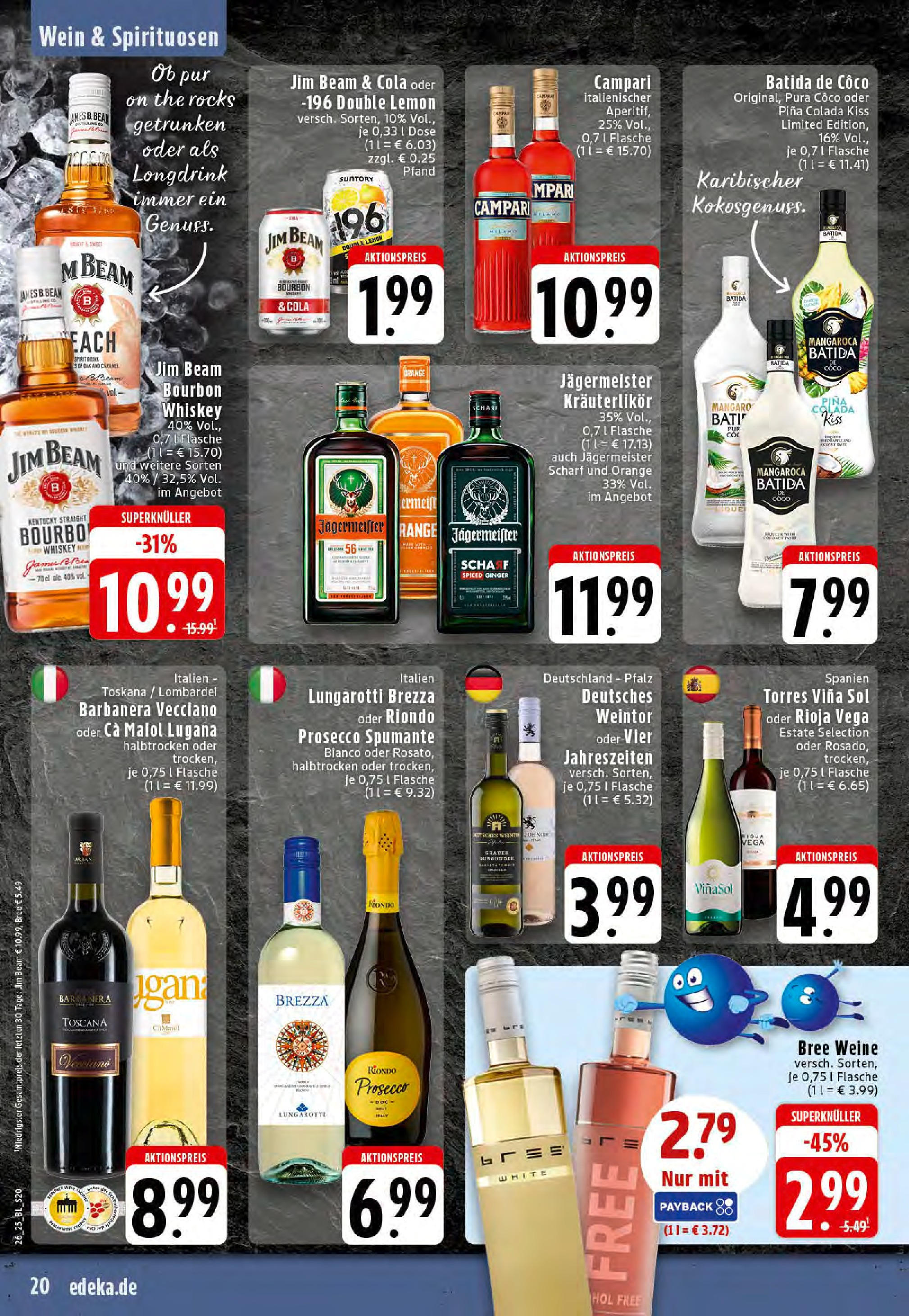 Edeka prospekt Essen	 (ab 23.06.2025) » Angebote Online | Seite: 20 | Produkte: Jim beam, Batida de coco, Prosecco, Wein