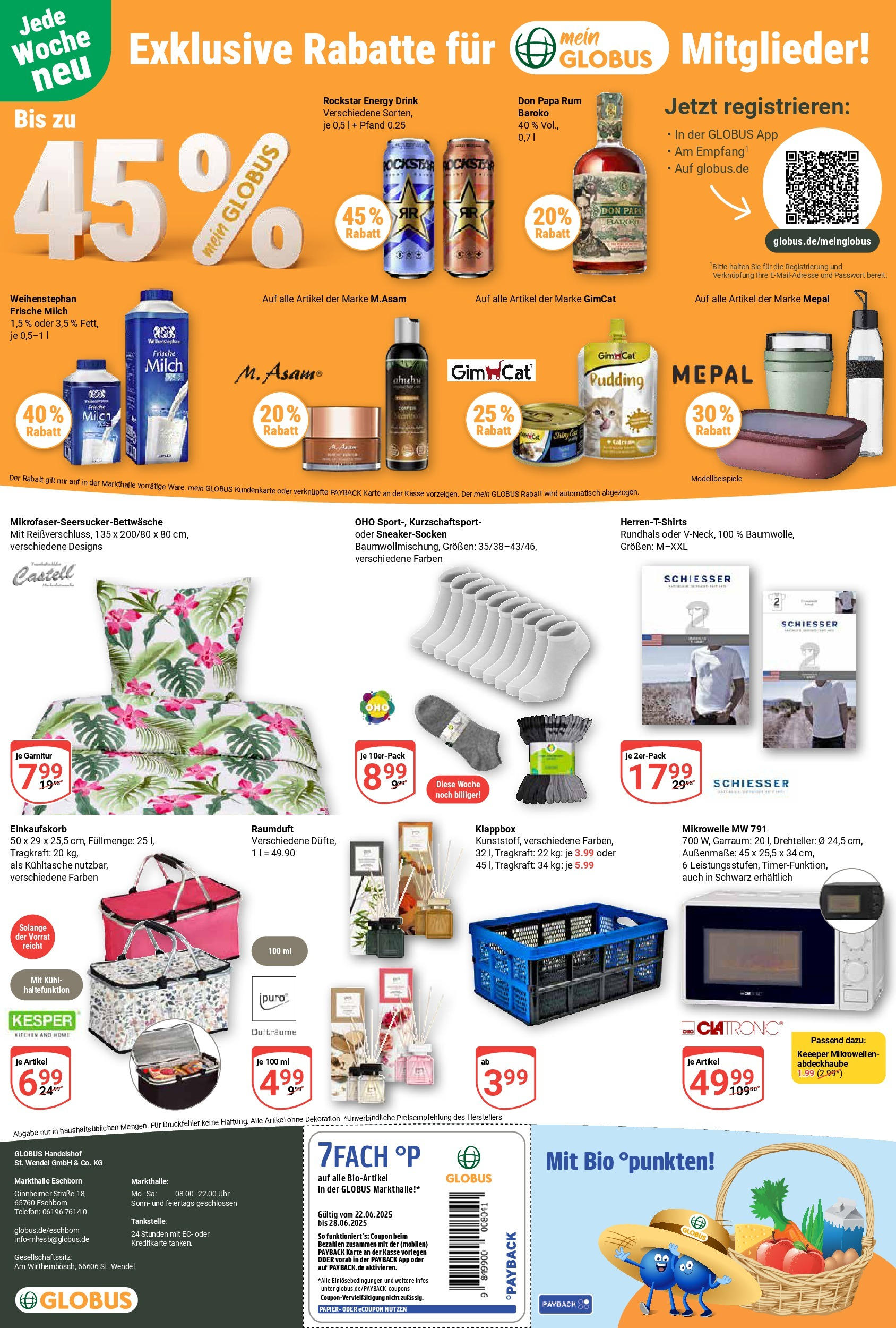 Globus prospekt Eschborn	 (ab 22.06.2025) » Angebote online | Seite: 25 | Produkte: Mikrowelle, Rockstar energy, Milch, Energy