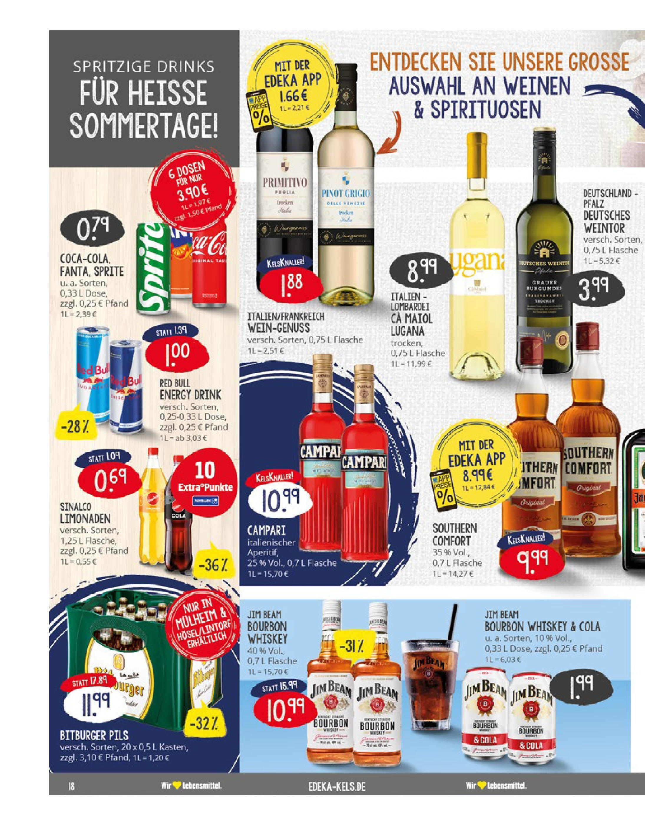 Edeka prospekt Ratingen-Hösel	 (ab 22.06.2025) » Angebote Online | Seite: 18 | Produkte: Jim beam, Red bull, Cola, Whiskey