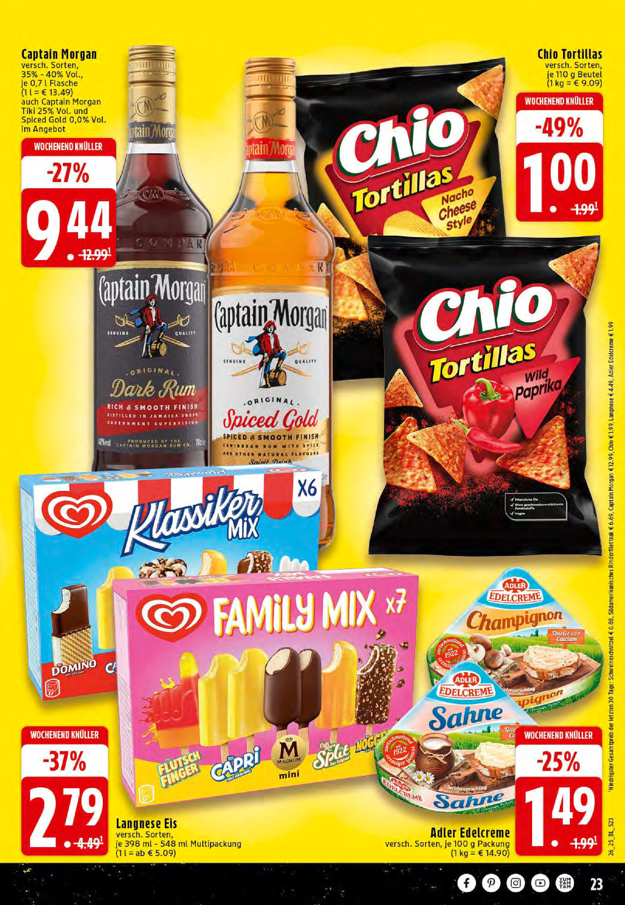 Edeka prospekt Essen	 (ab 23.06.2025) » Angebote Online | Seite: 23 | Produkte: Rinderfilet, Rum, Paprika, Eis