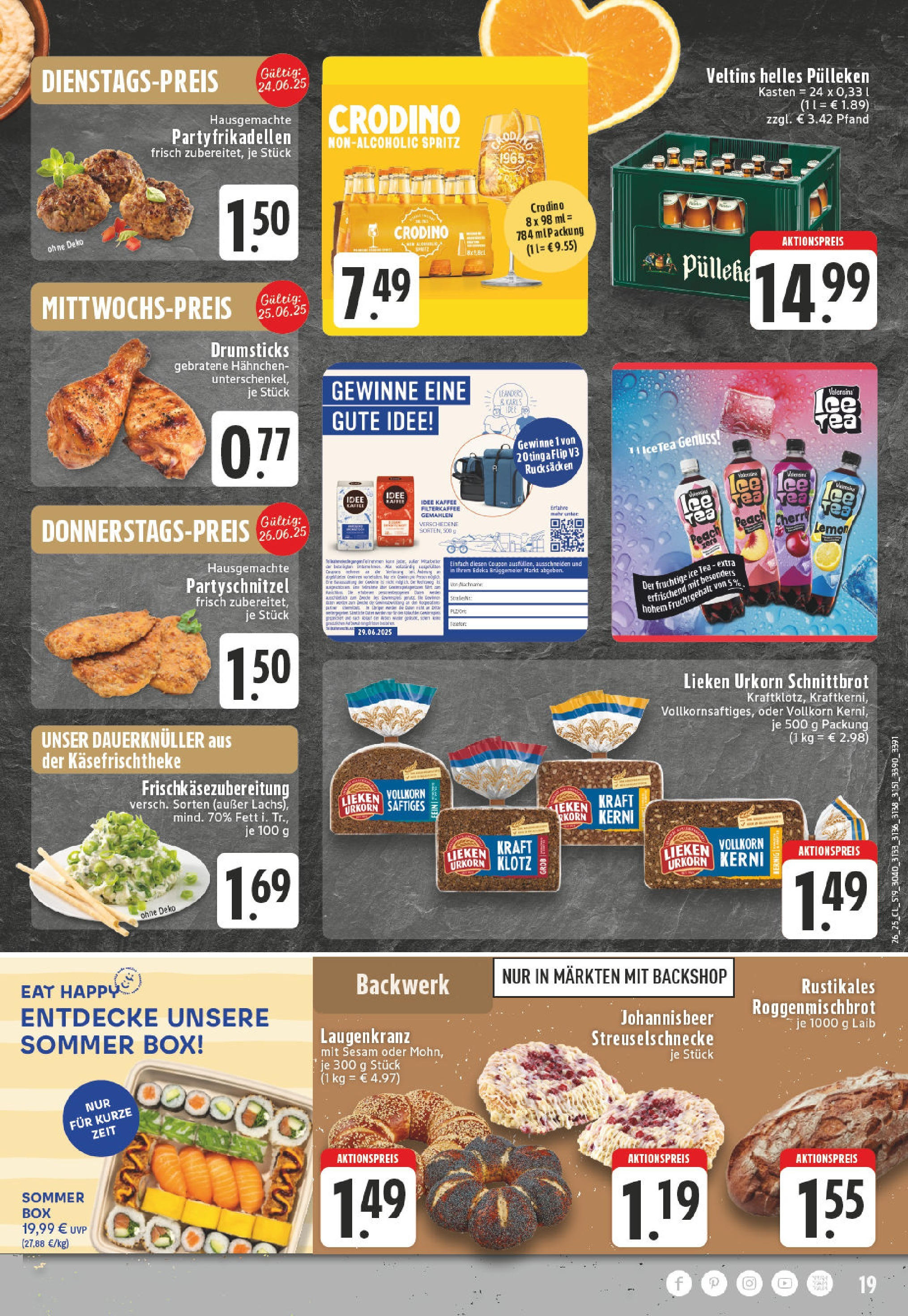 Edeka prospekt Geldern	 (ab 22.06.2025) » Angebote Online | Seite: 19 | Produkte: Helles pulleken, Hahnchen, Box, Schnitzel