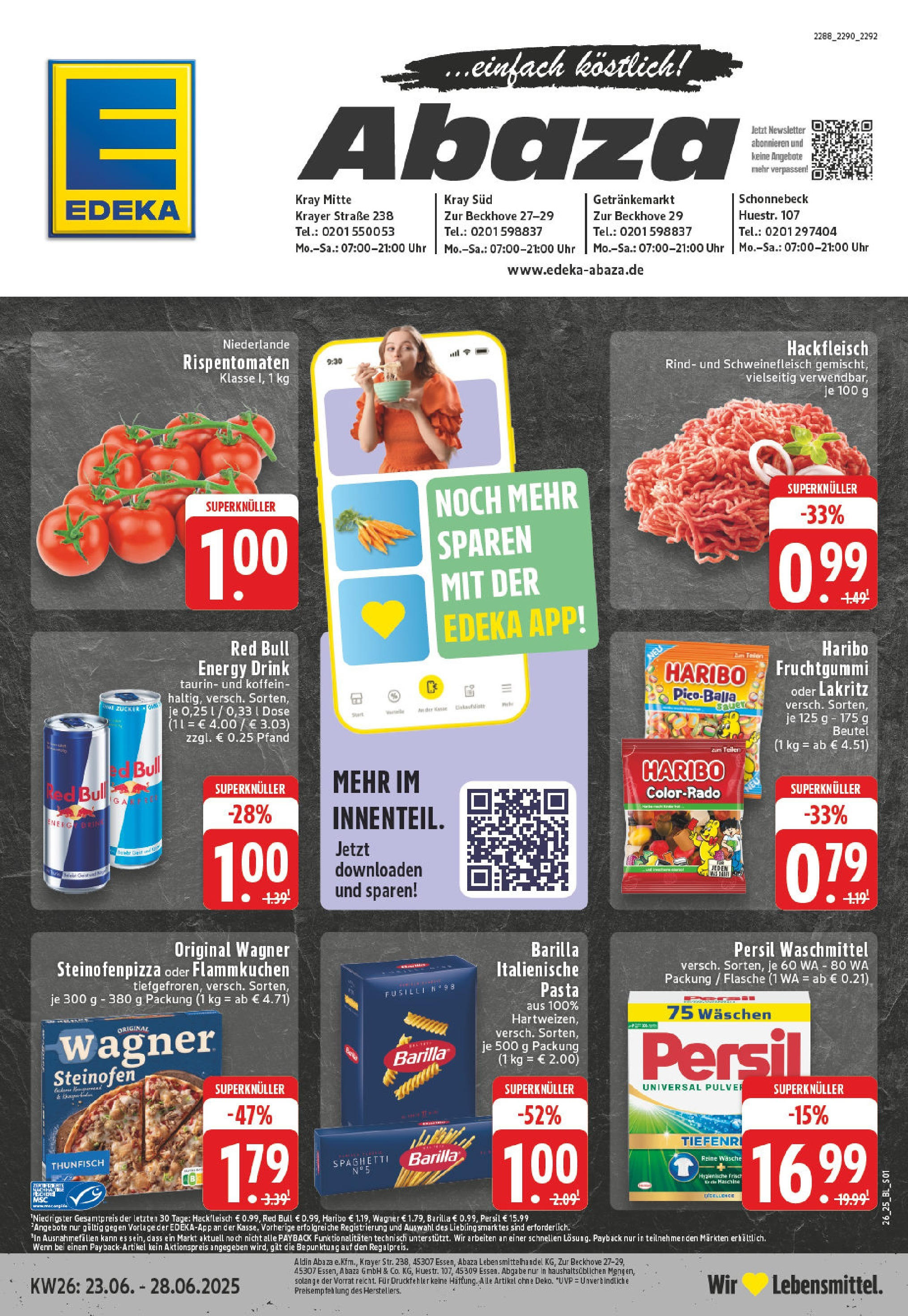 EDEKA Prospekt ab 22.06.2025 - Prospekt Essen Online Vorschau von dem Prospekt des Geschäftes Edeka, gültig ab dem 22.06.2025