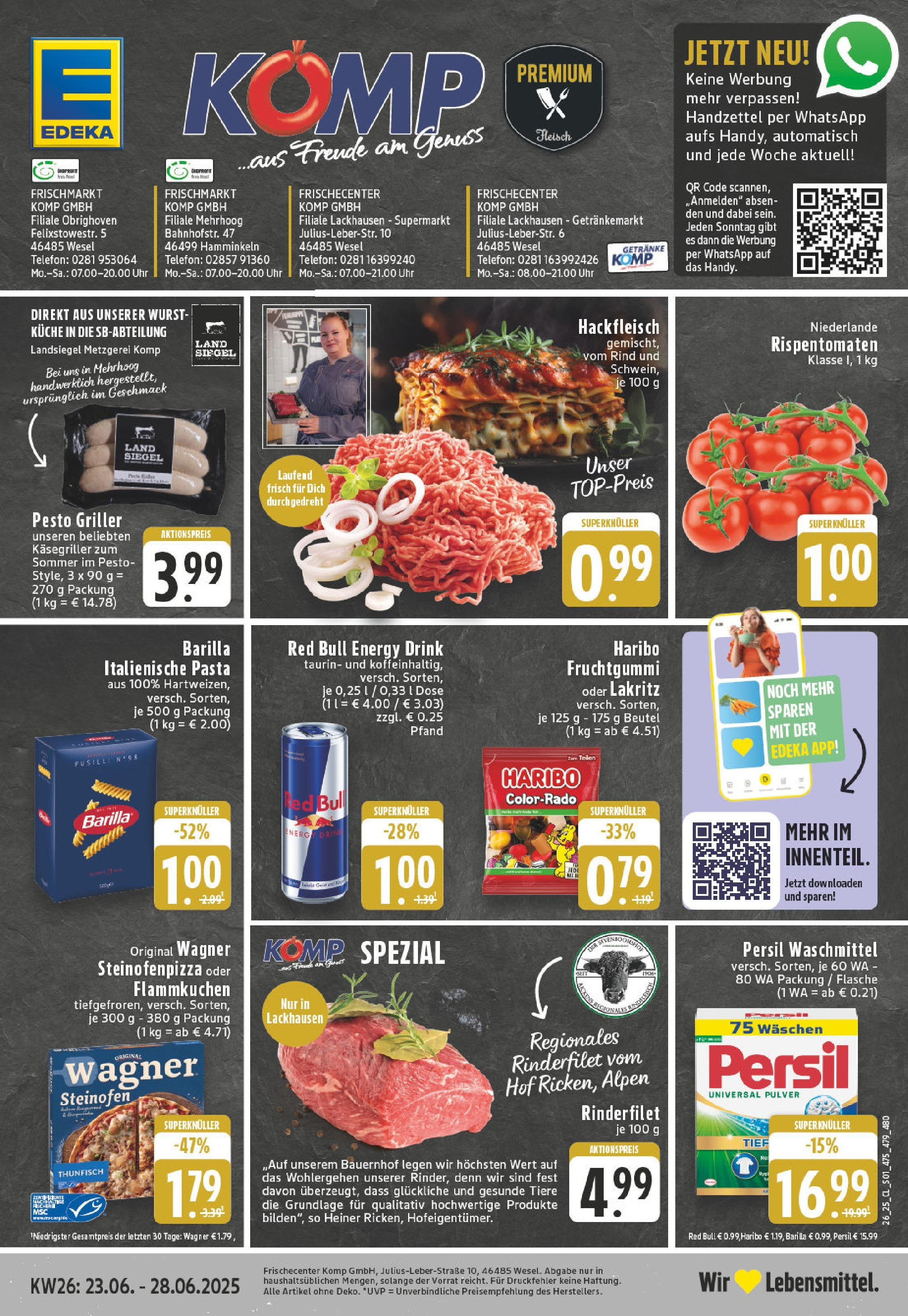 EDEKA Prospekt ab 22.06.2025 - Prospekt Wesel-Obrighoven Online Vorschau von dem Prospekt des Geschäftes Edeka, gültig ab dem 22.06.2025