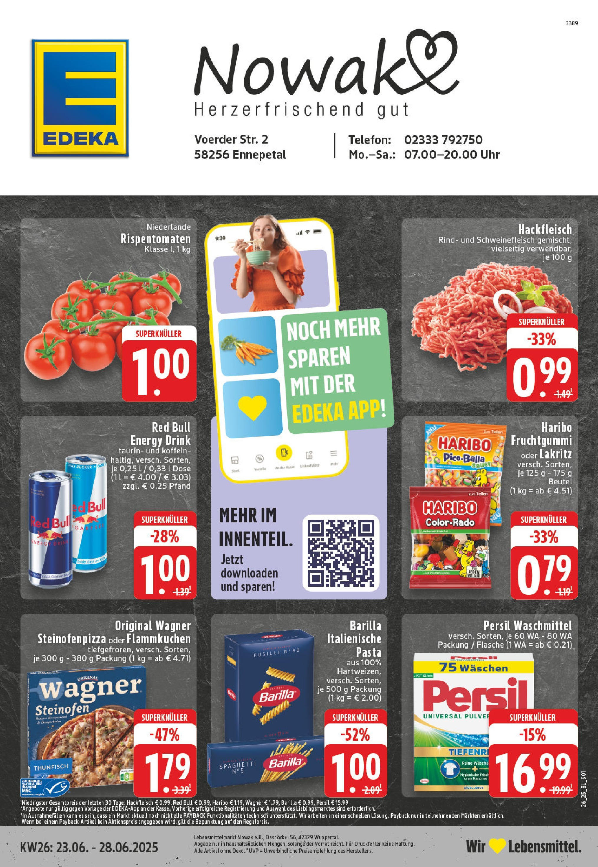 Edeka prospekt Ennepetal	 (ab 22.06.2025) » Angebote Online | Seite: 1 | Produkte: Barilla, Pasta, Uhr, Hackfleisch