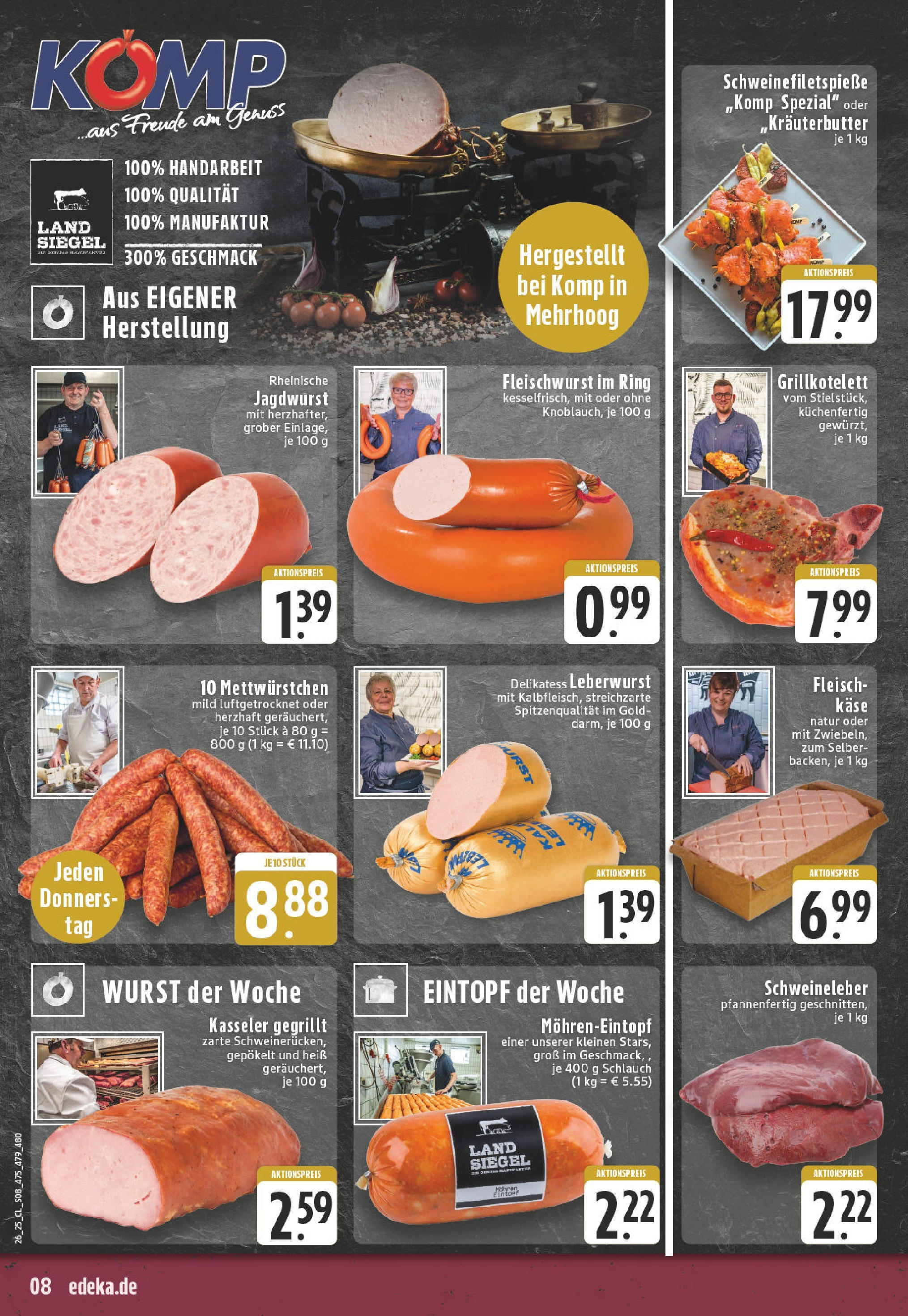 Edeka prospekt Wesel-Obrighoven	 (ab 22.06.2025) » Angebote Online | Seite: 8 | Produkte: Käse, Wurst, Fleisch