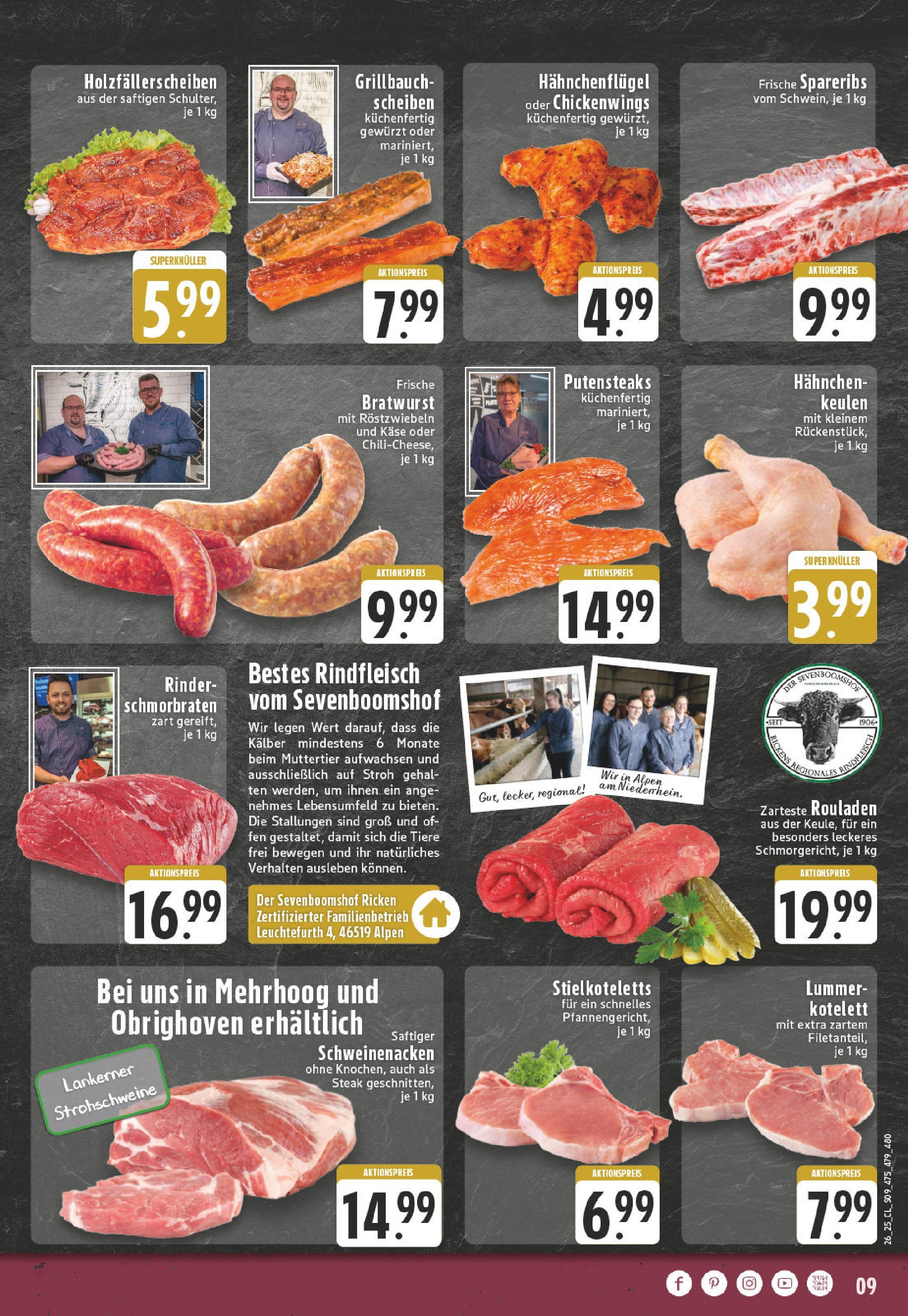 Edeka prospekt Wesel-Obrighoven	 (ab 22.06.2025) » Angebote Online | Seite: 9 | Produkte: Hahnchen, Käse, Schweinenacken, Steak