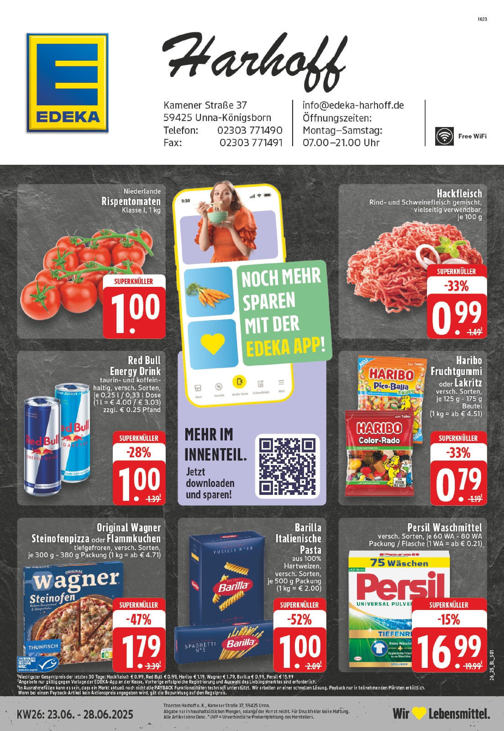 Edeka prospekt Unna	 (ab 22.06.2025) » Angebote Online | Seite: 1 | Produkte: Pasta, Pizza, Telefon, Uhr