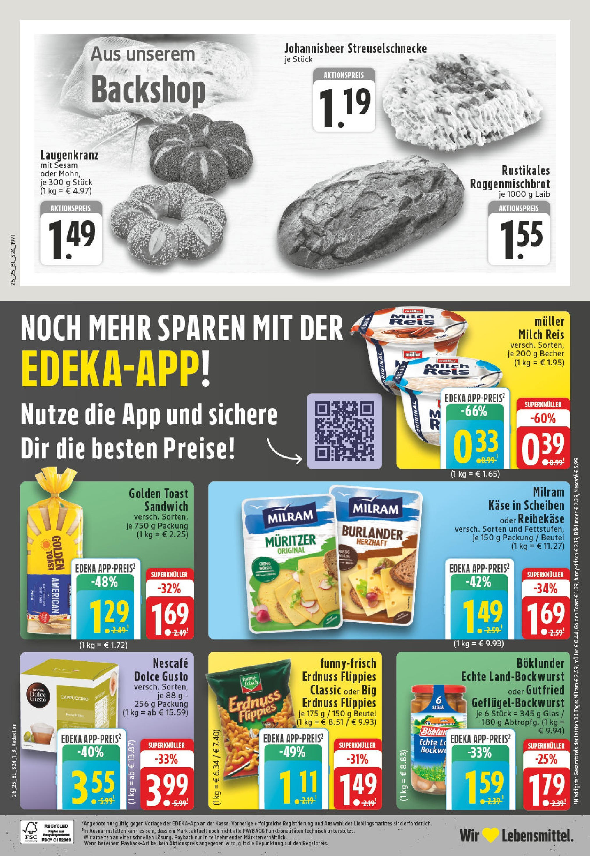 Edeka prospekt Altena	 (ab 22.06.2025) » Angebote Online | Seite: 24 | Produkte: Milch, Käse, Reis, Dolce gusto