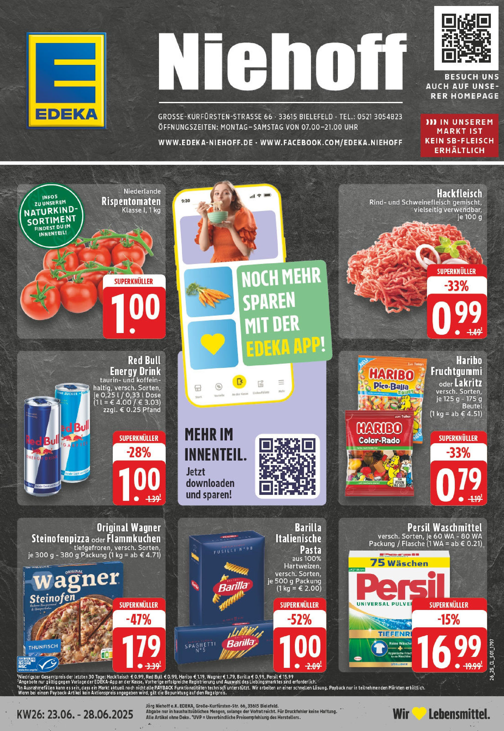 Edeka prospekt Bielefeld	 (ab 22.06.2025) » Angebote Online | Seite: 1 | Produkte: Energy, Pasta, Pizza, Schweinefleisch