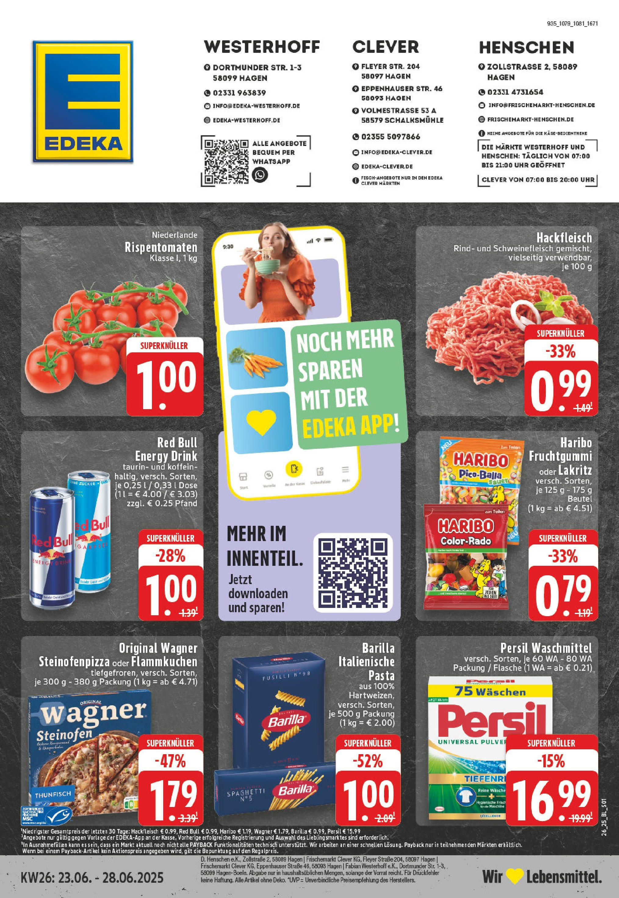 EDEKA Prospekt ab 22.06.2025 - Prospekt Hagen Online Vorschau von dem Prospekt des Geschäftes Edeka, gültig ab dem 22.06.2025
