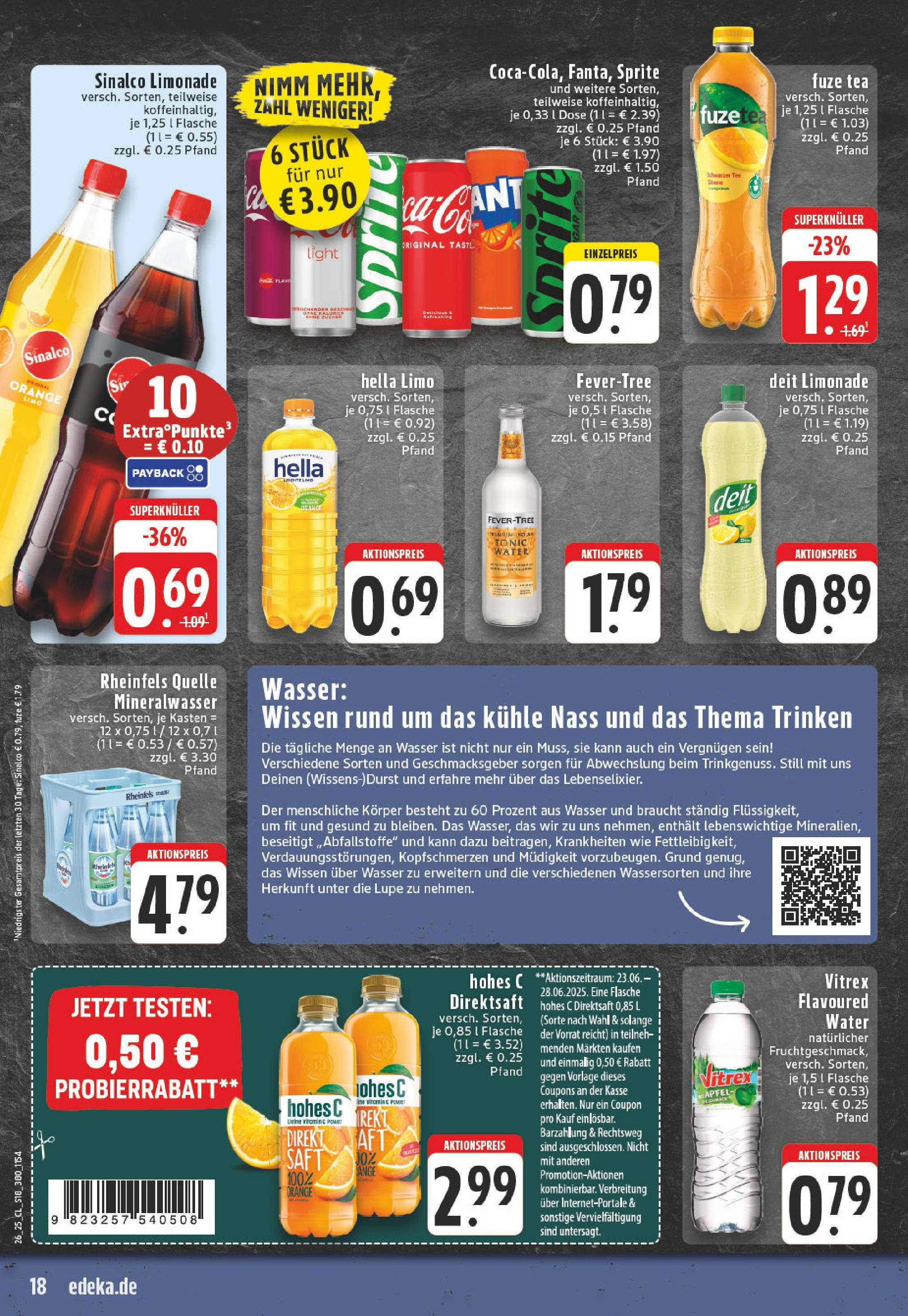 Edeka prospekt Bad Marienberg	 (ab 22.06.2025) » Angebote Online | Seite: 18 | Produkte: Sinalco, Sprite, Saft, Tee