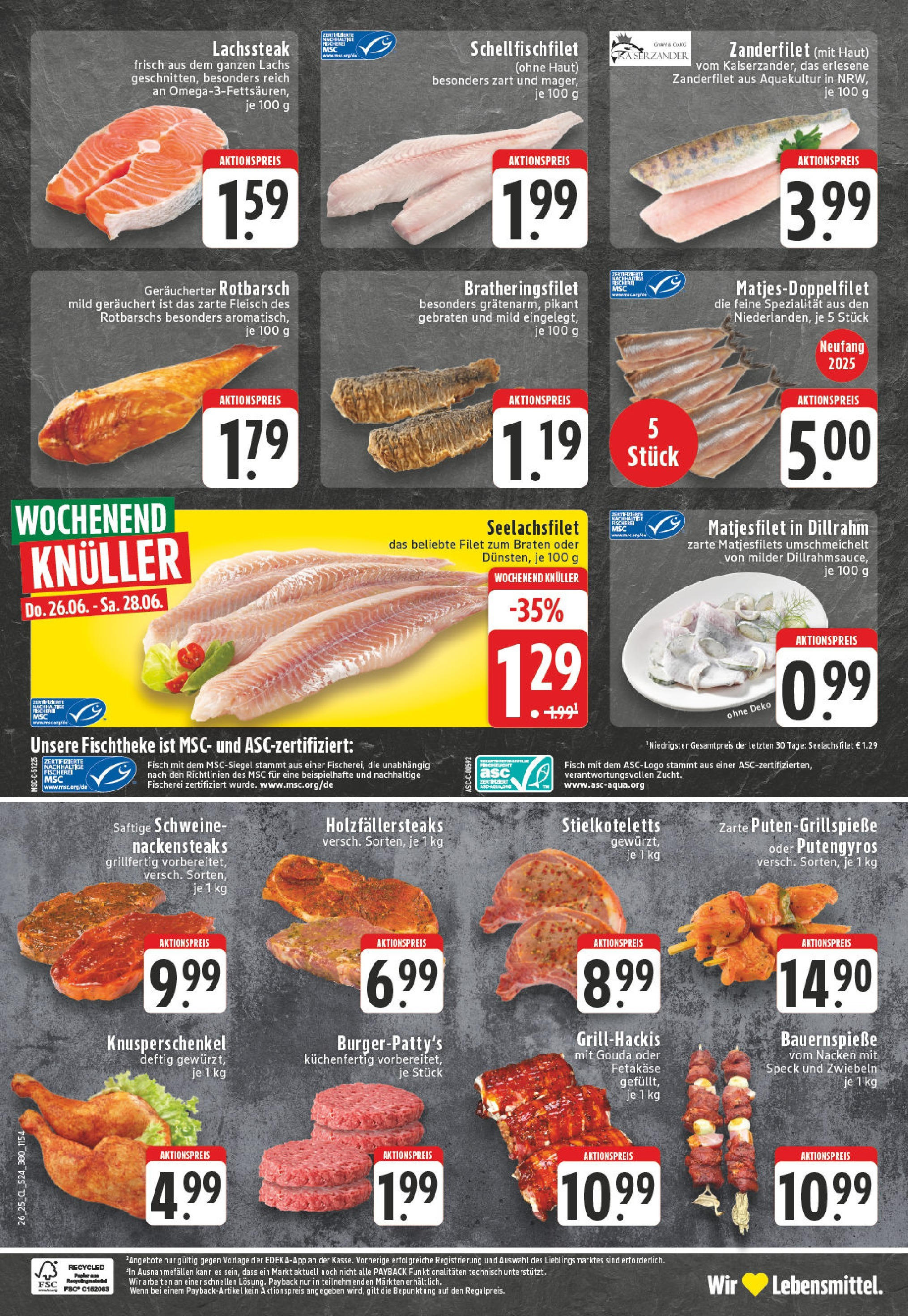 Edeka prospekt Bad Marienberg	 (ab 22.06.2025) » Angebote Online | Seite: 24 | Produkte: Nackensteaks, Burger, Fisch, Steak