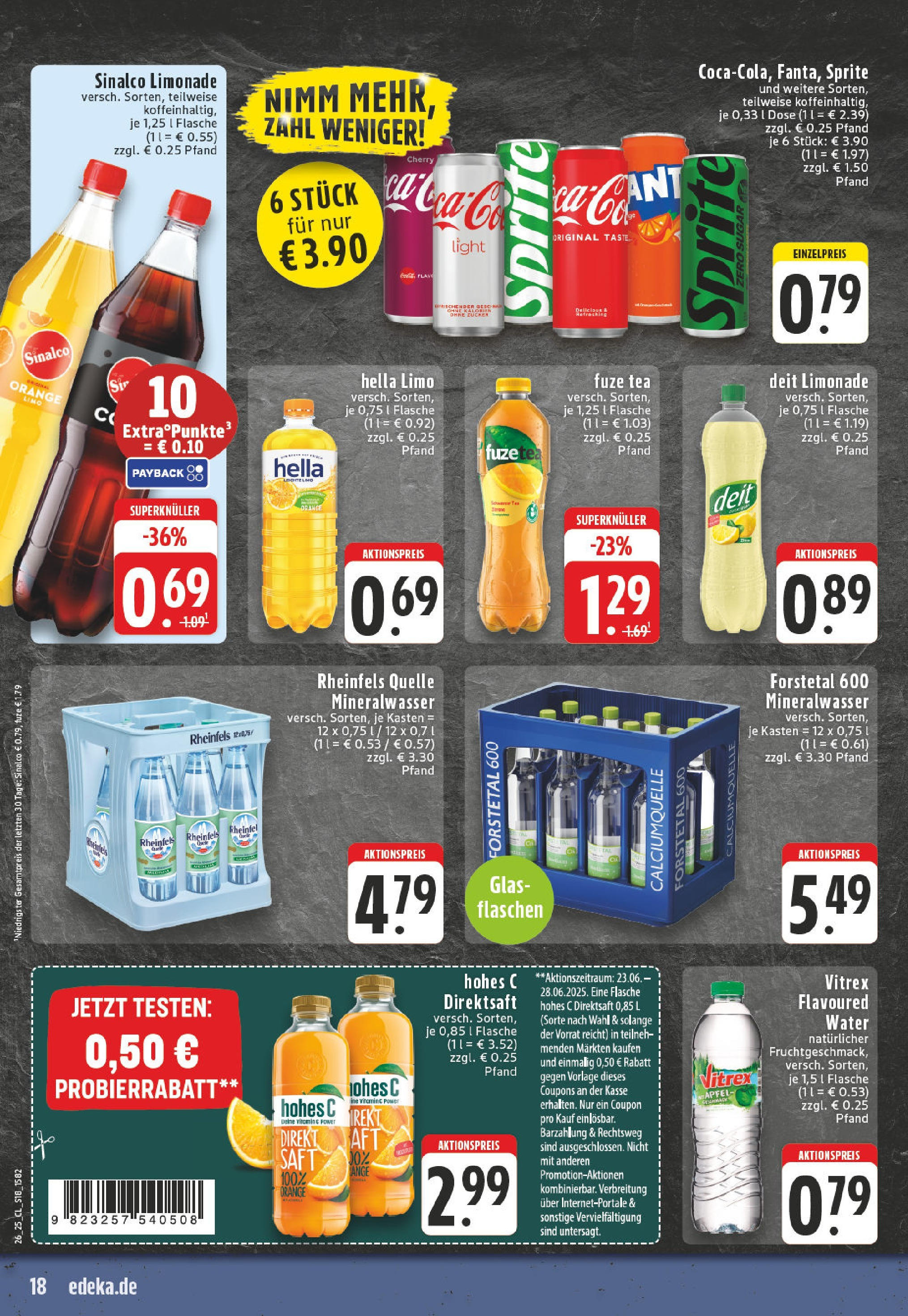 Edeka prospekt Oelde	 (ab 22.06.2025) » Angebote Online | Seite: 18 | Produkte: Fuze tea, Sprite, Hella, Rheinfels quelle