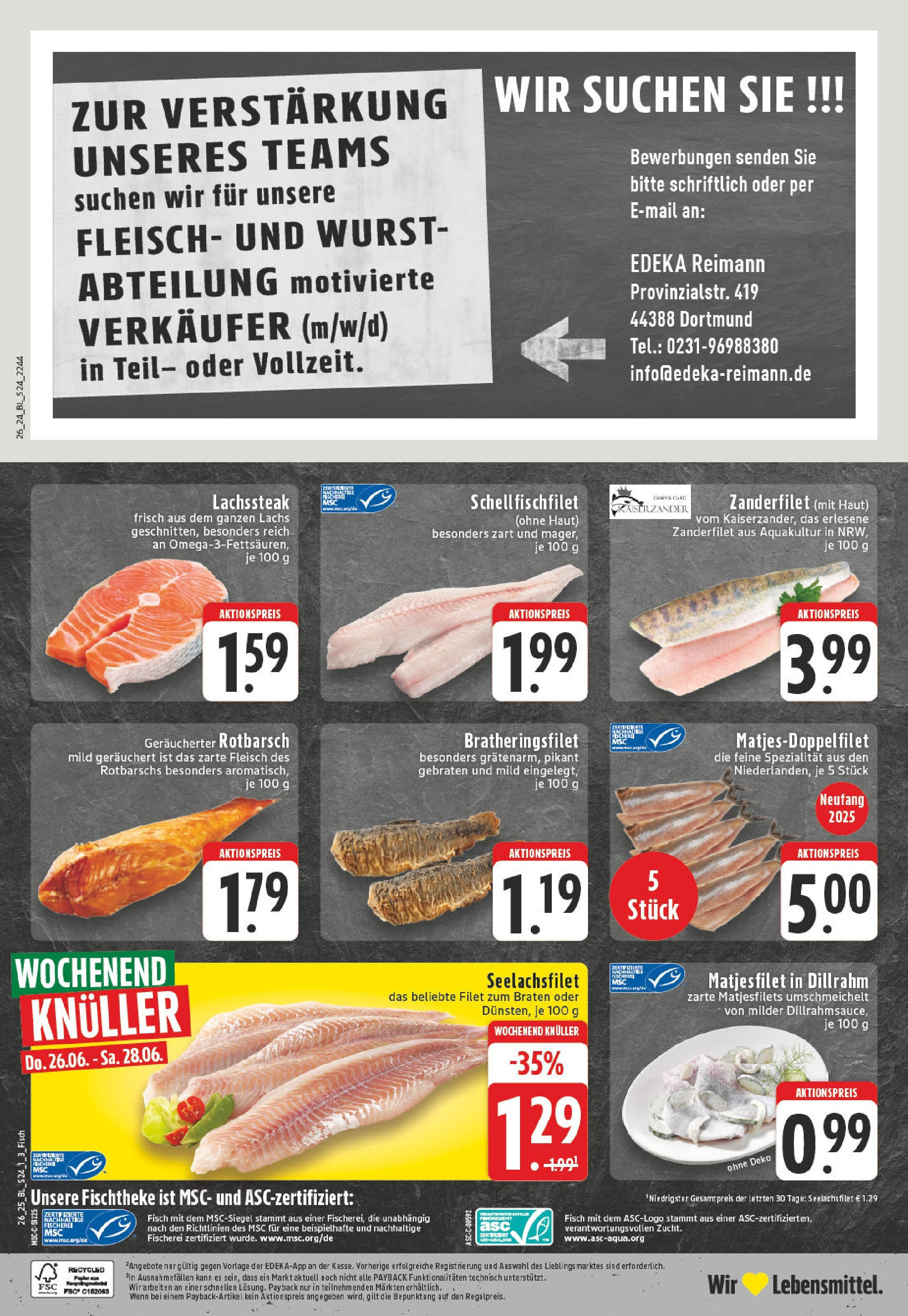 Edeka prospekt Dortmund	 (ab 23.06.2025) » Angebote Online | Seite: 24 | Produkte: Fisch, Lachs, Wurst, Fleisch