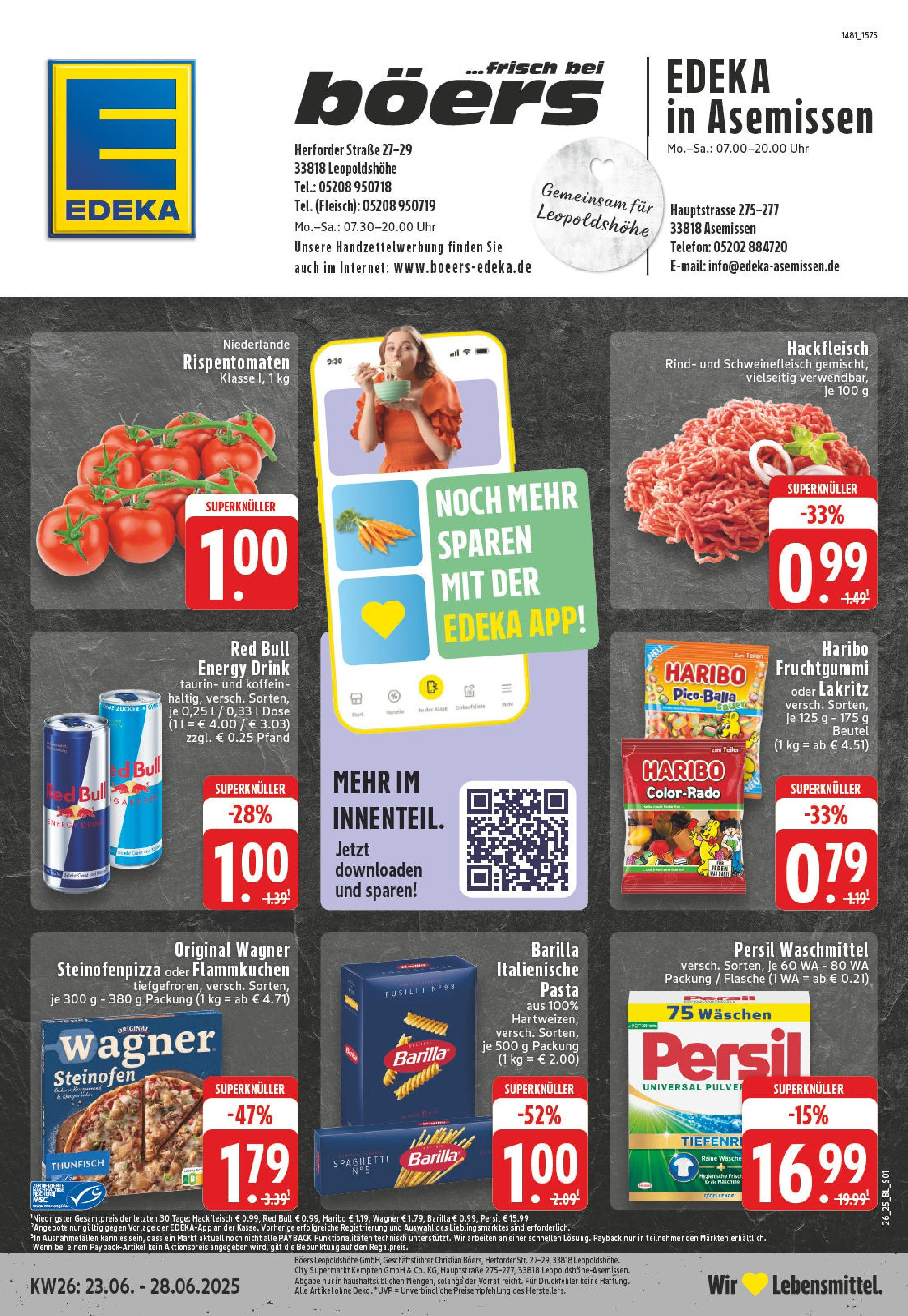 EDEKA Prospekt ab 22.06.2025 - Prospekt Leopoldshöhe-Asemissen Online Vorschau von dem Prospekt des Geschäftes Edeka, gültig ab dem 22.06.2025