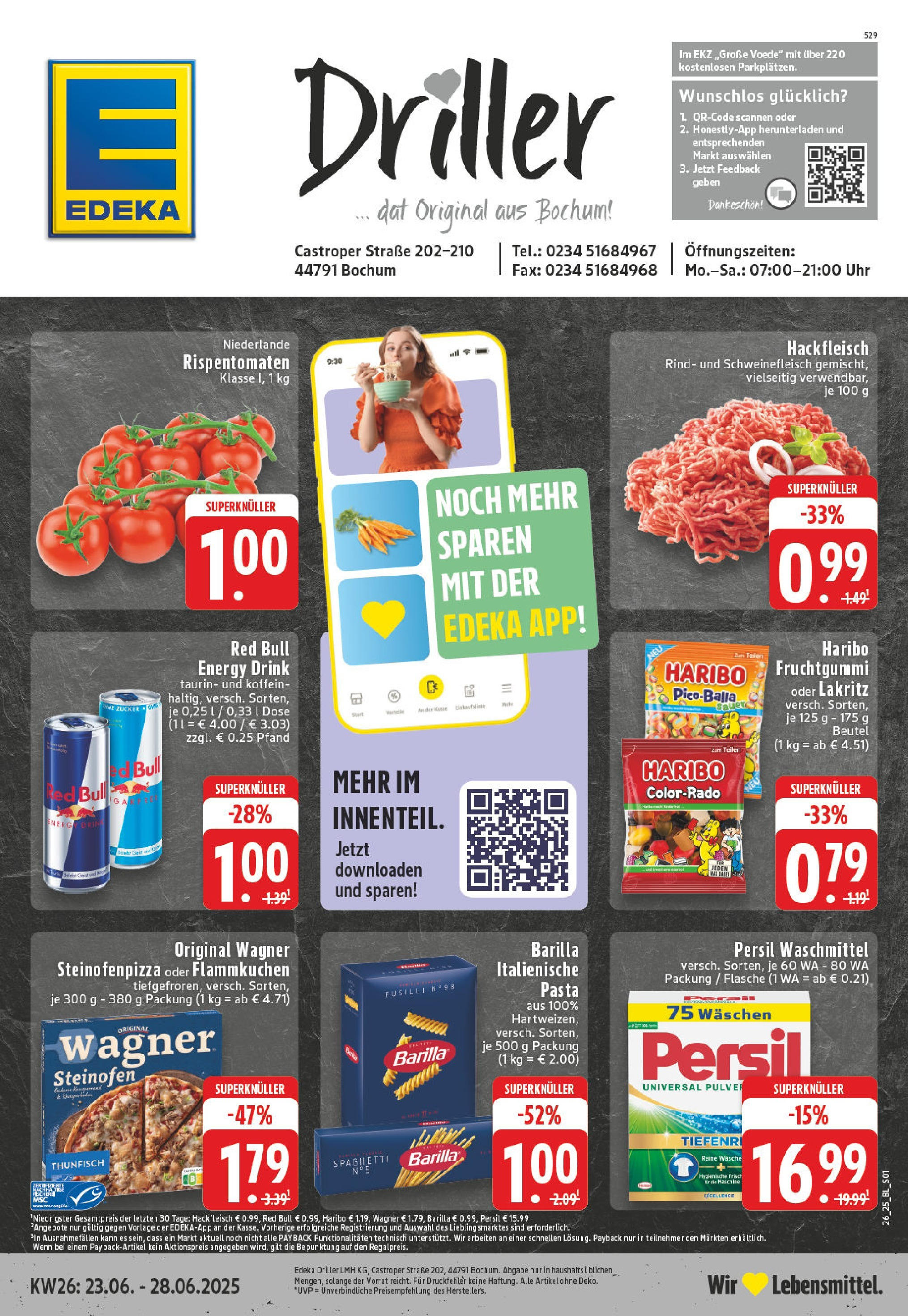 Edeka prospekt Bochum	 (ab 22.06.2025) » Angebote Online | Seite: 1 | Produkte: Energy, Waschmittel, Pasta, Persil