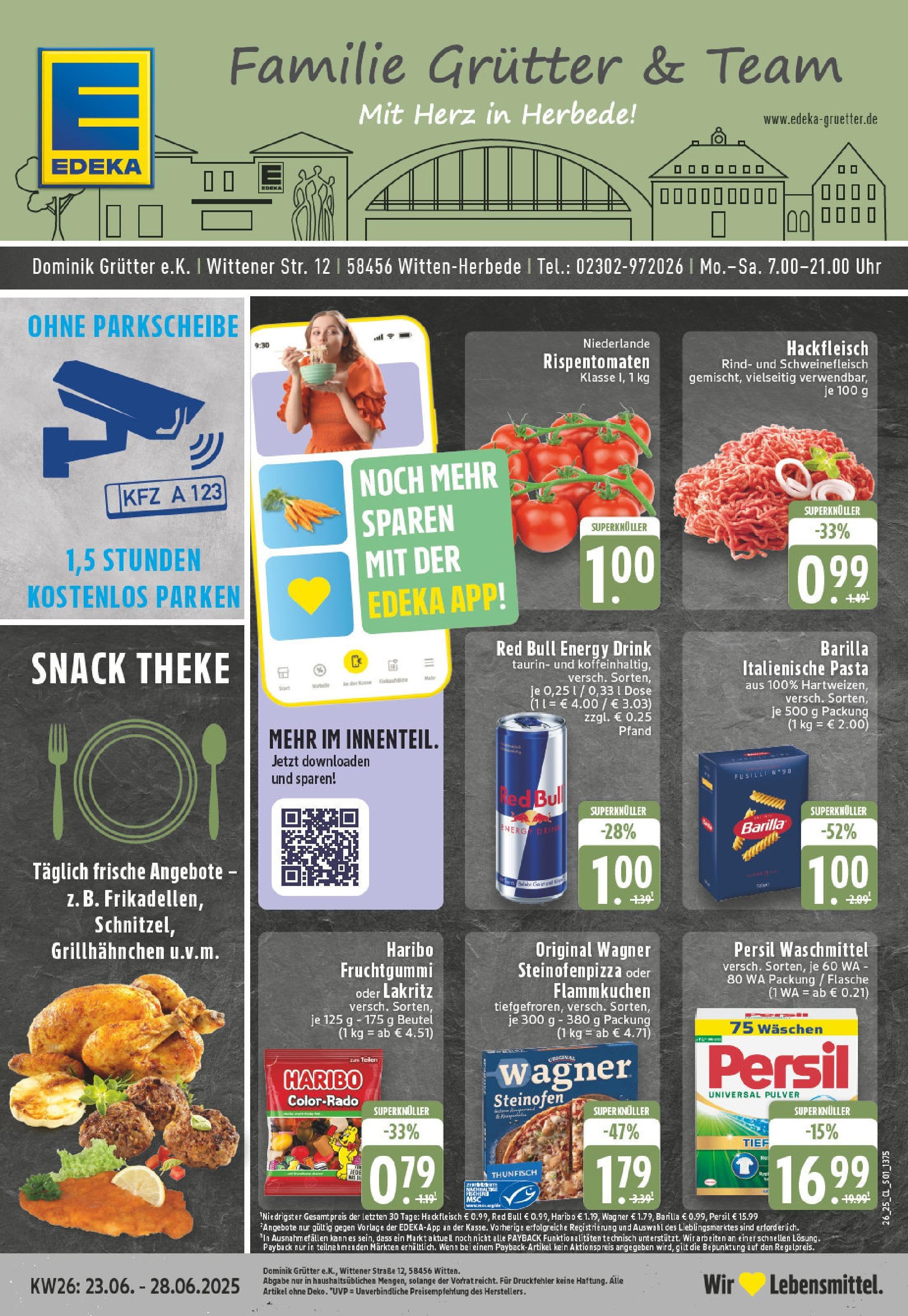 Edeka prospekt Witten-Herbede	 (ab 22.06.2025) » Angebote Online | Seite: 1 | Produkte: Theke, Thunfisch, Waschmittel, Pizza