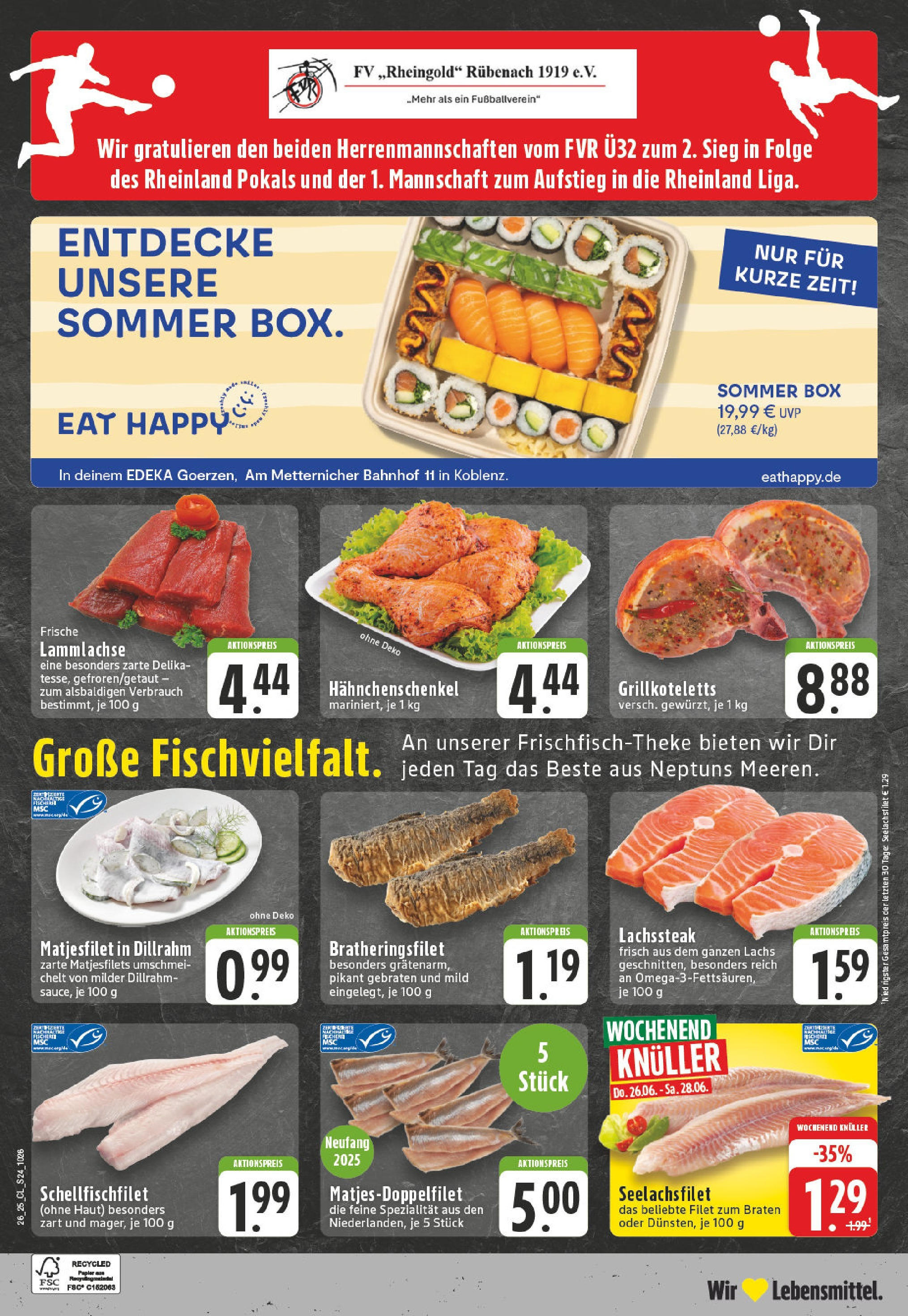 Edeka prospekt Koblenz	 (ab 22.06.2025) » Angebote Online | Seite: 24 | Produkte: Hahnchenschenkel, Box, Lachs