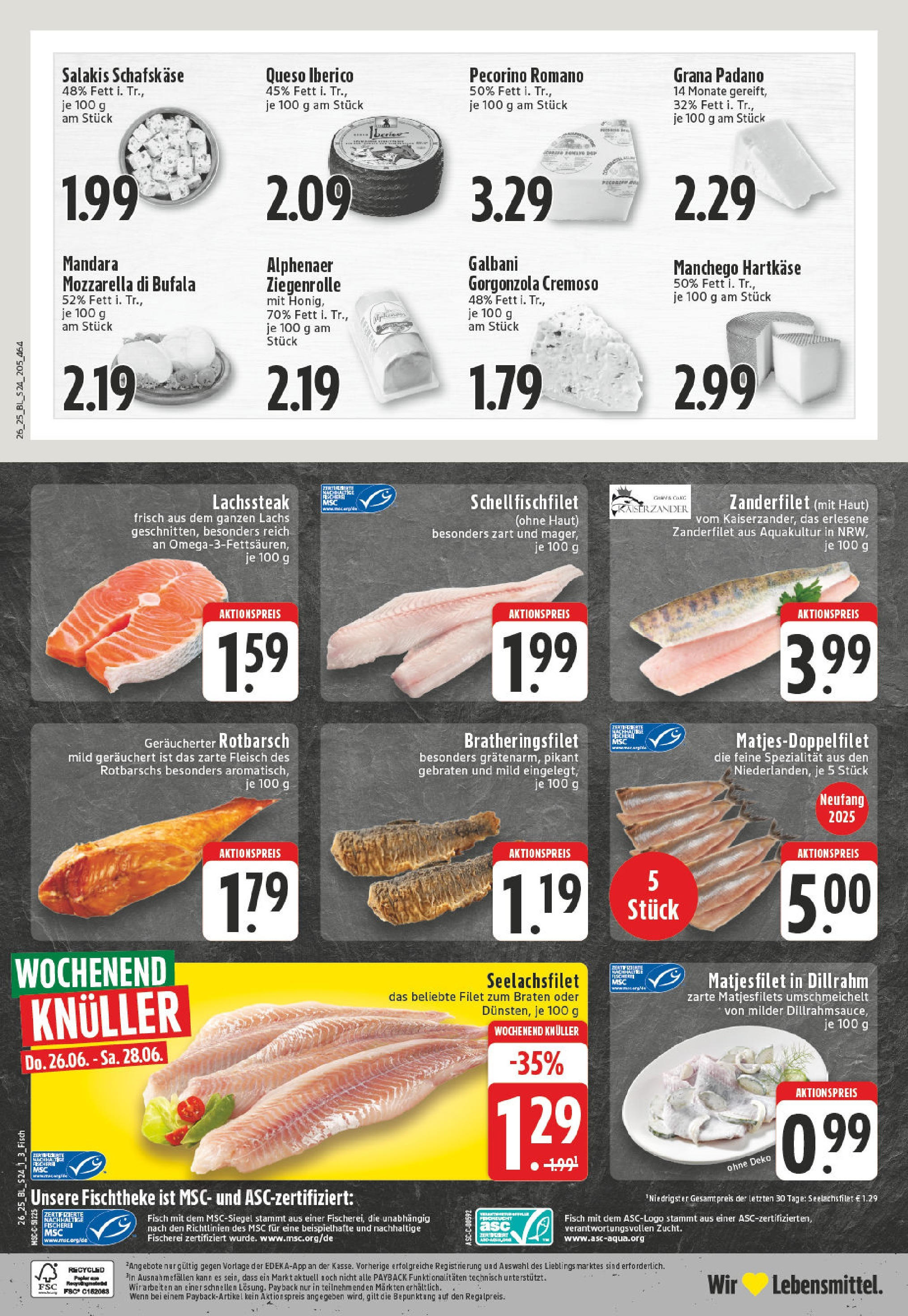 Edeka prospekt Königswinter-Stieldorf	 (ab 22.06.2025) » Angebote Online | Seite: 24 | Produkte: Feta, Fisch, Lachs, Schafskase