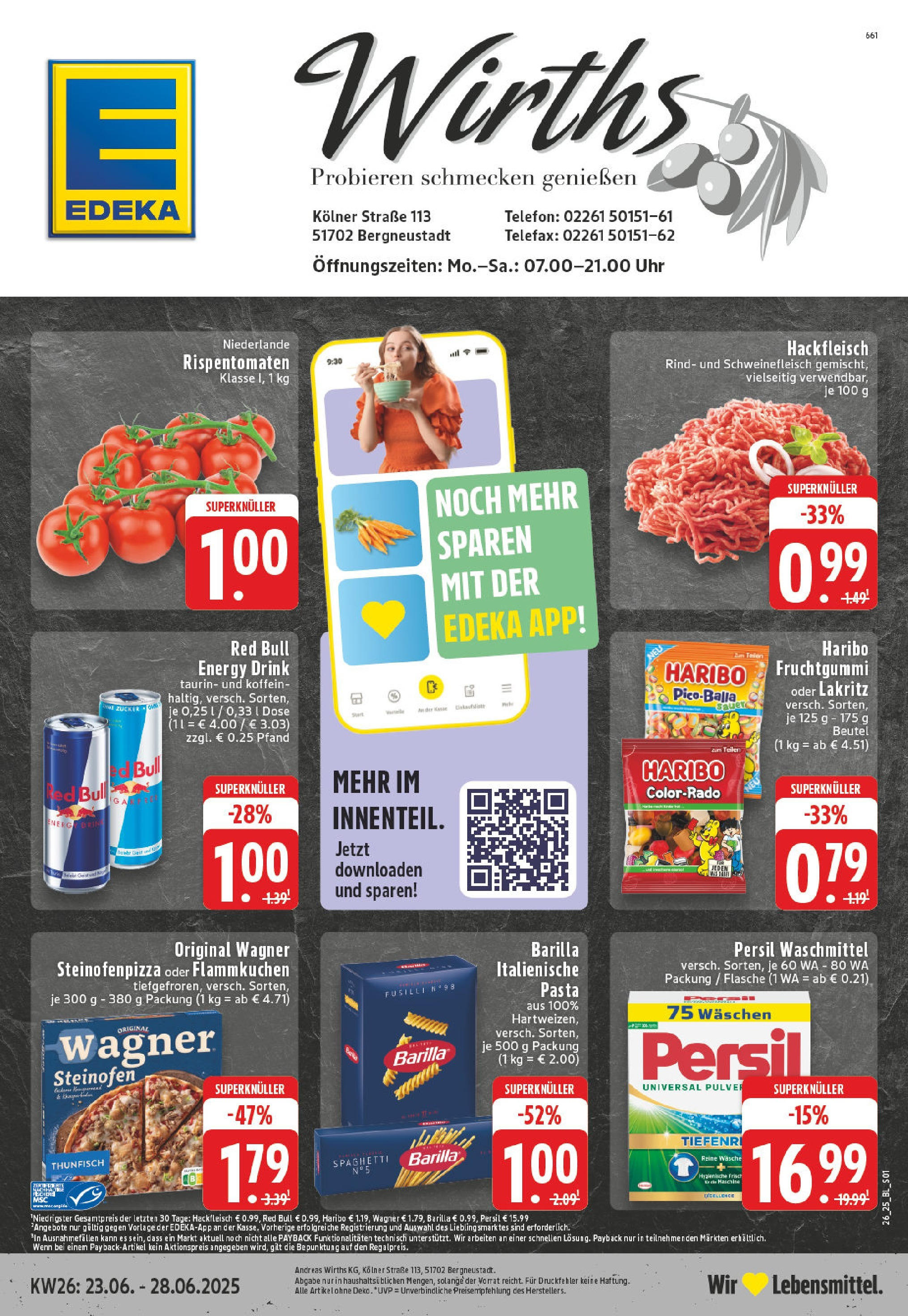 Edeka prospekt Bergneustadt	 (ab 22.06.2025) » Angebote Online | Seite: 1 | Produkte: Red bull, Energy, Pasta, Hackfleisch