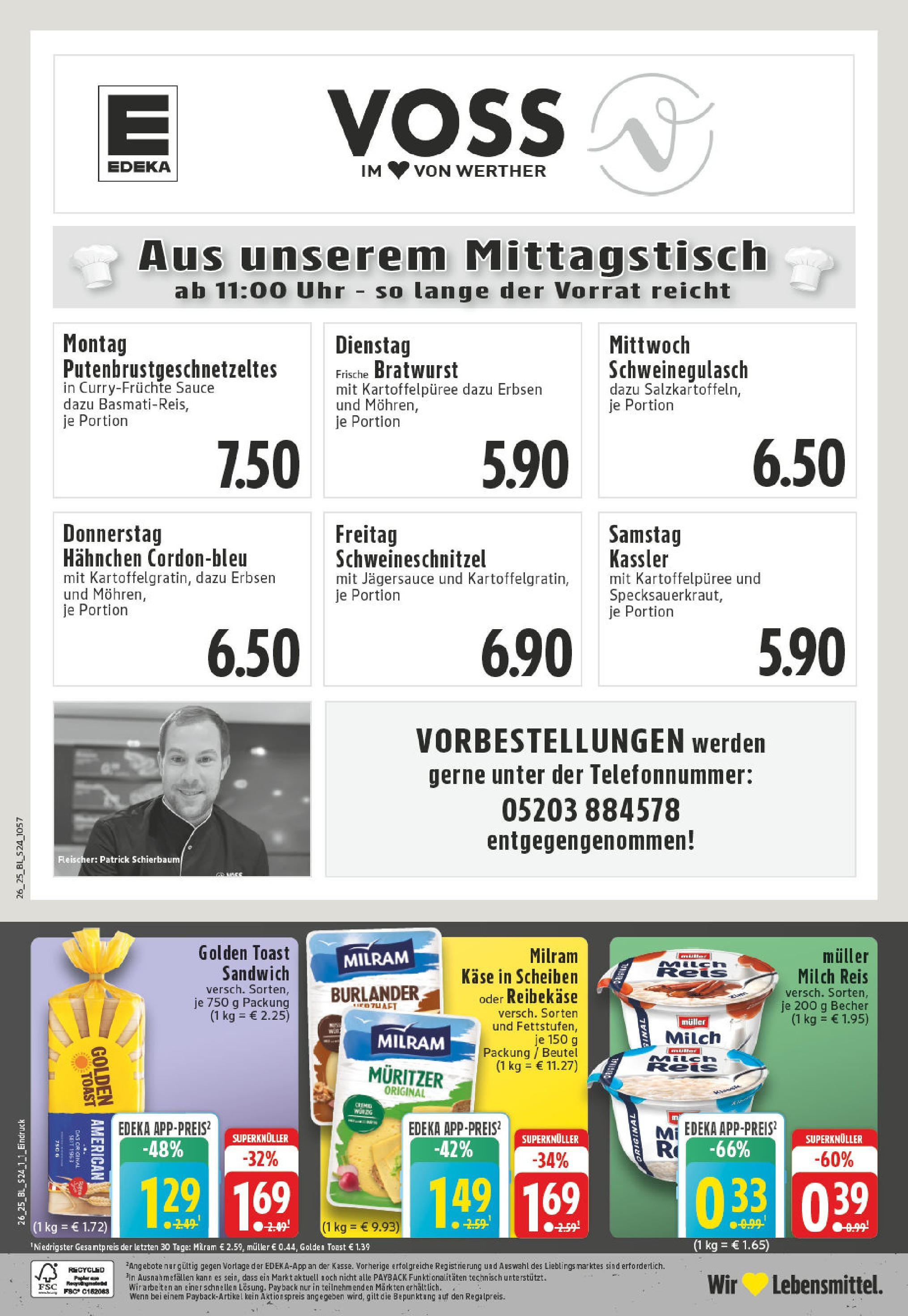Edeka prospekt Werther	 (ab 22.06.2025) » Angebote Online | Seite: 24 | Produkte: Käse, Toast, Milram, Uhr