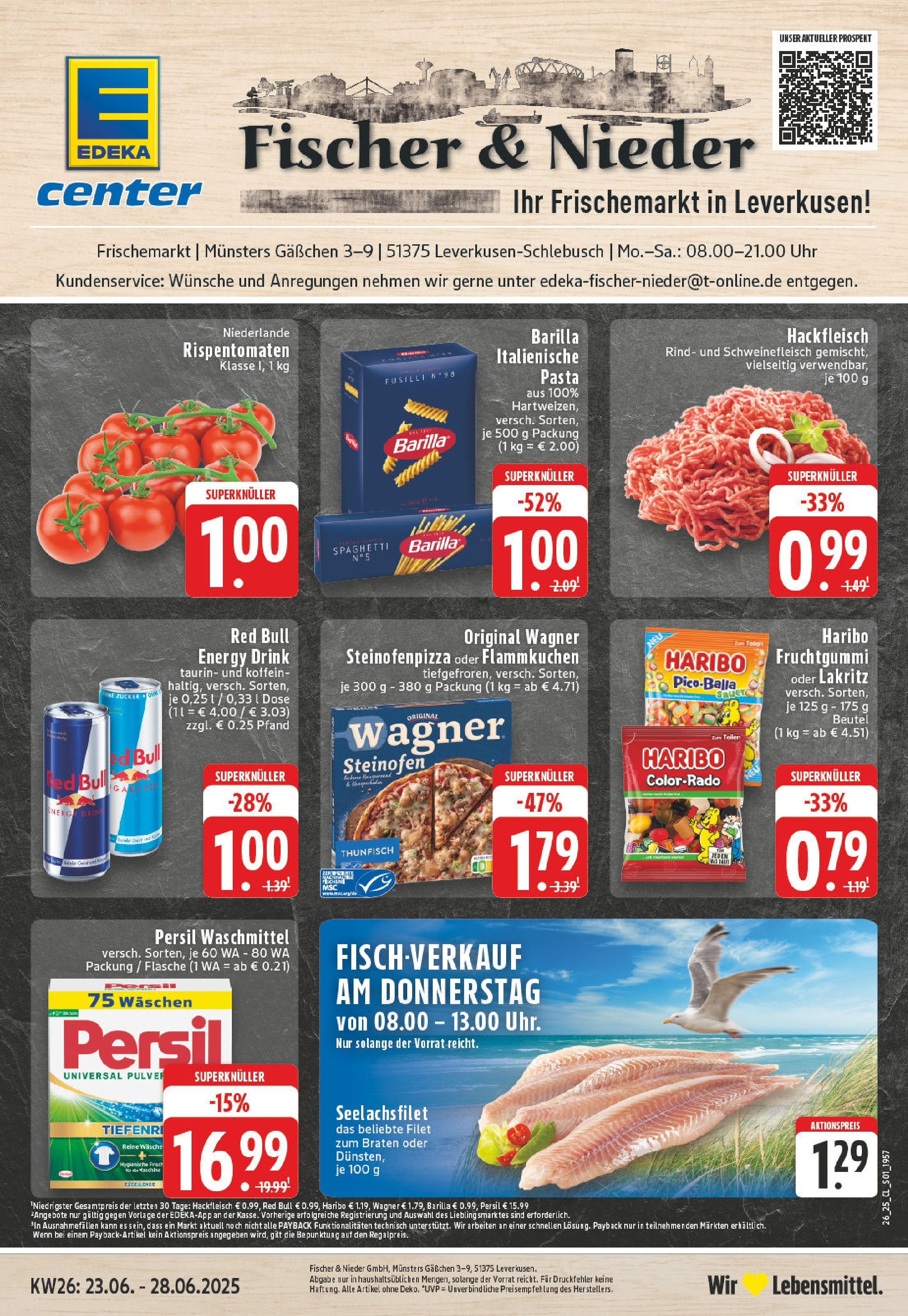 Edeka prospekt Leverkusen-Schlebusch	 (ab 22.06.2025) » Angebote Online | Seite: 1 | Produkte: Energy, Barilla, Pizza, Hackfleisch