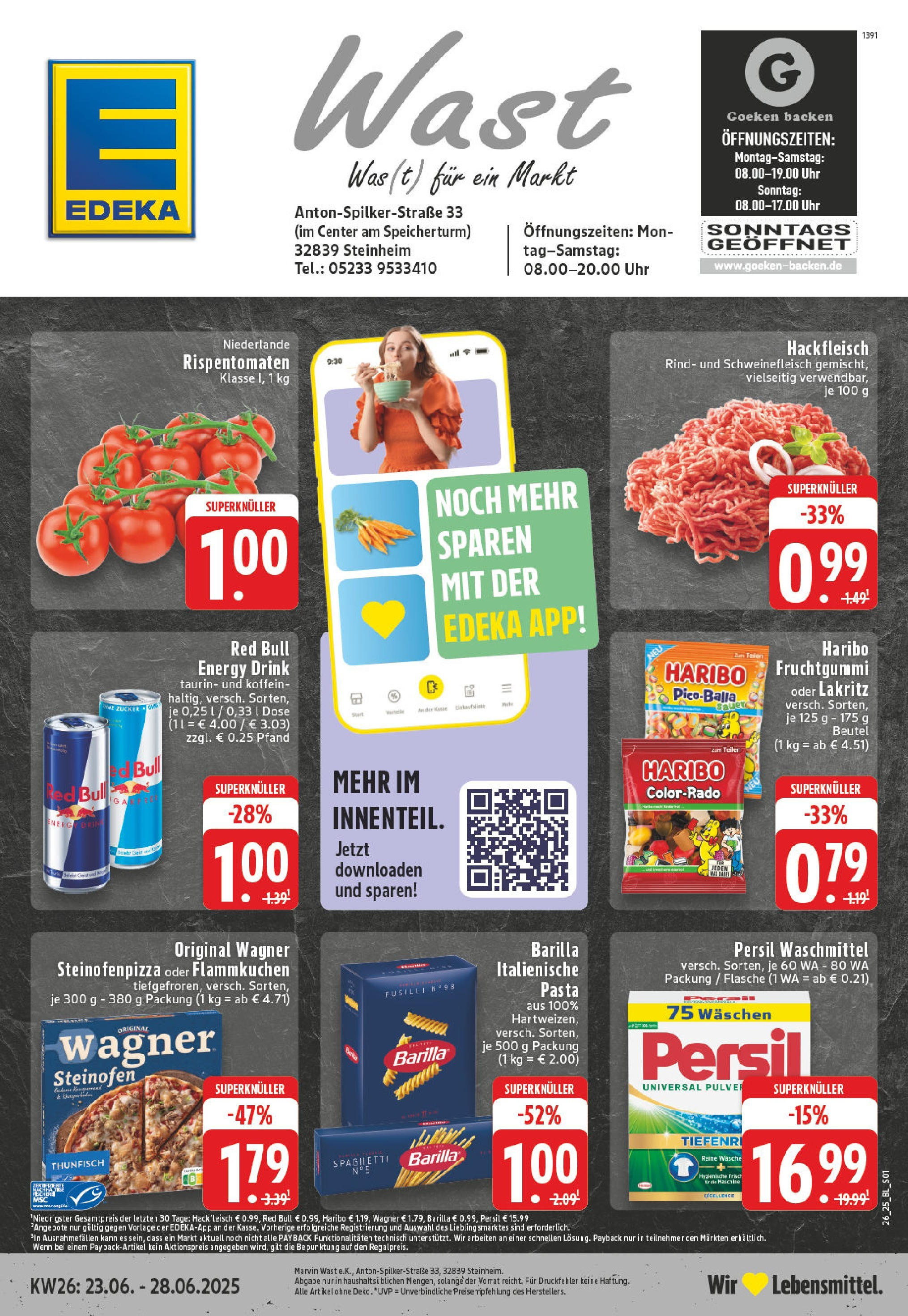 EDEKA Prospekt ab 22.06.2025 - Prospekt Steinheim Online Vorschau von dem Prospekt des Geschäftes Edeka, gültig ab dem 22.06.2025