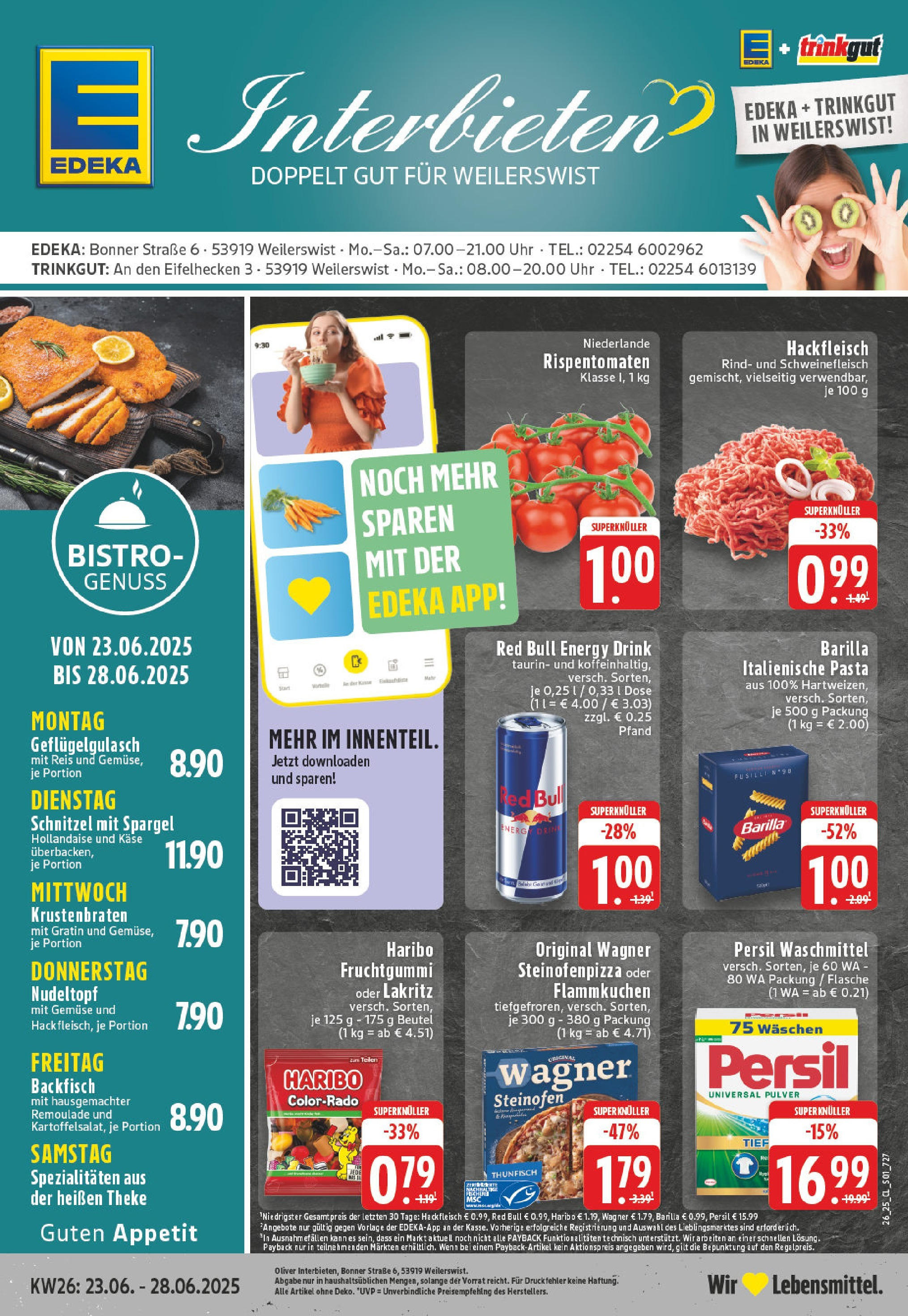 EDEKA Prospekt ab 22.06.2025 - Prospekt Weilerswist Online Vorschau von dem Prospekt des Geschäftes Edeka, gültig ab dem 22.06.2025