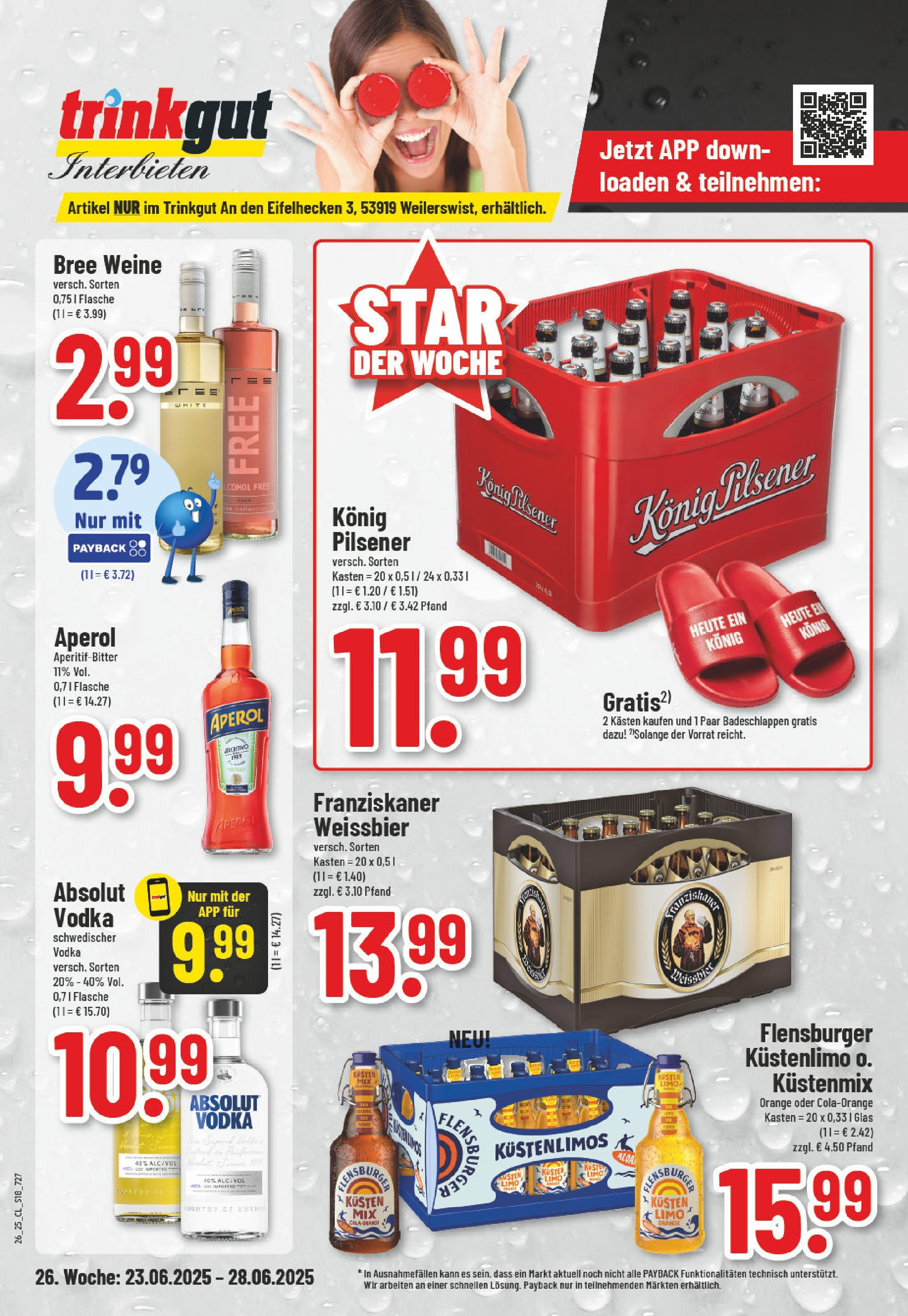 Edeka prospekt Weilerswist	 (ab 22.06.2025) » Angebote Online | Seite: 18 | Produkte: Konig pilsener, Bree, Aperol, Vodka