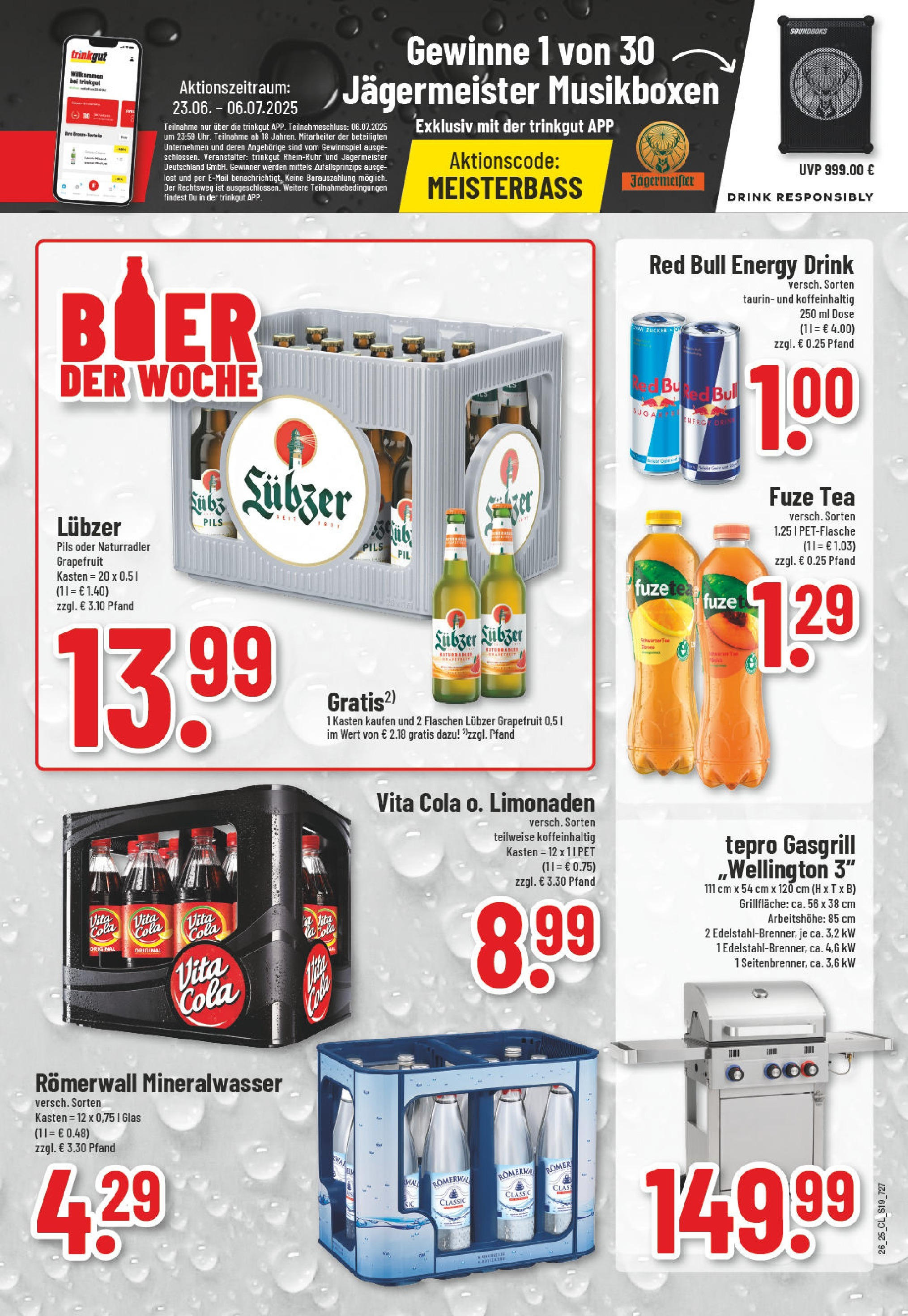Edeka prospekt Weilerswist	 (ab 22.06.2025) » Angebote Online | Seite: 19 | Produkte: Grill, Fuze tea, Vita cola, Lubzer